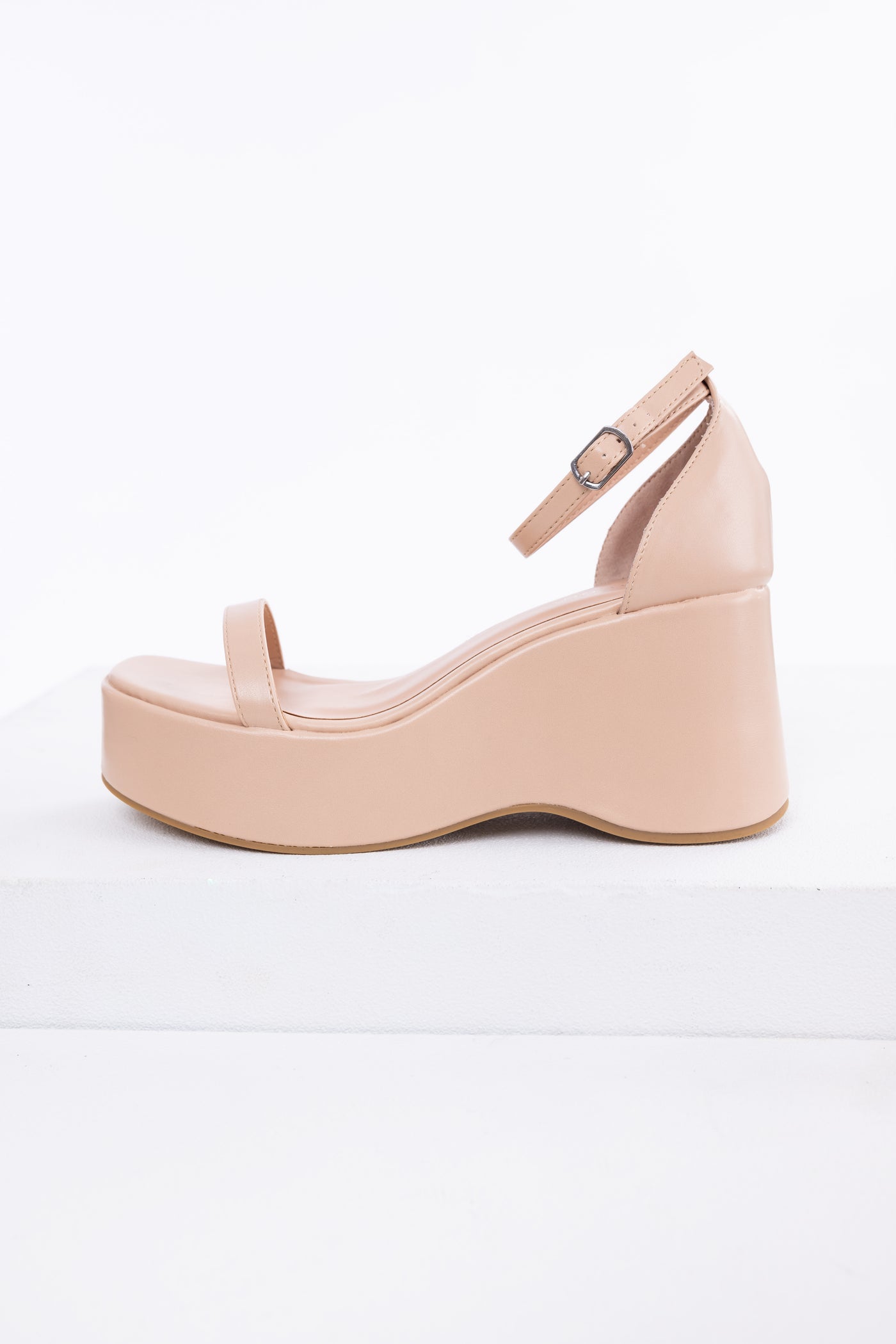 Desert Sand Ankle Strap Open Toe Wedges