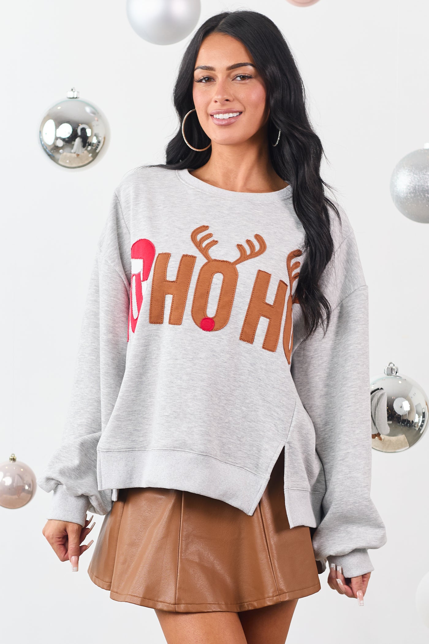 Dove Grey 'Ho Ho Ho' Graphic Sweatshirt