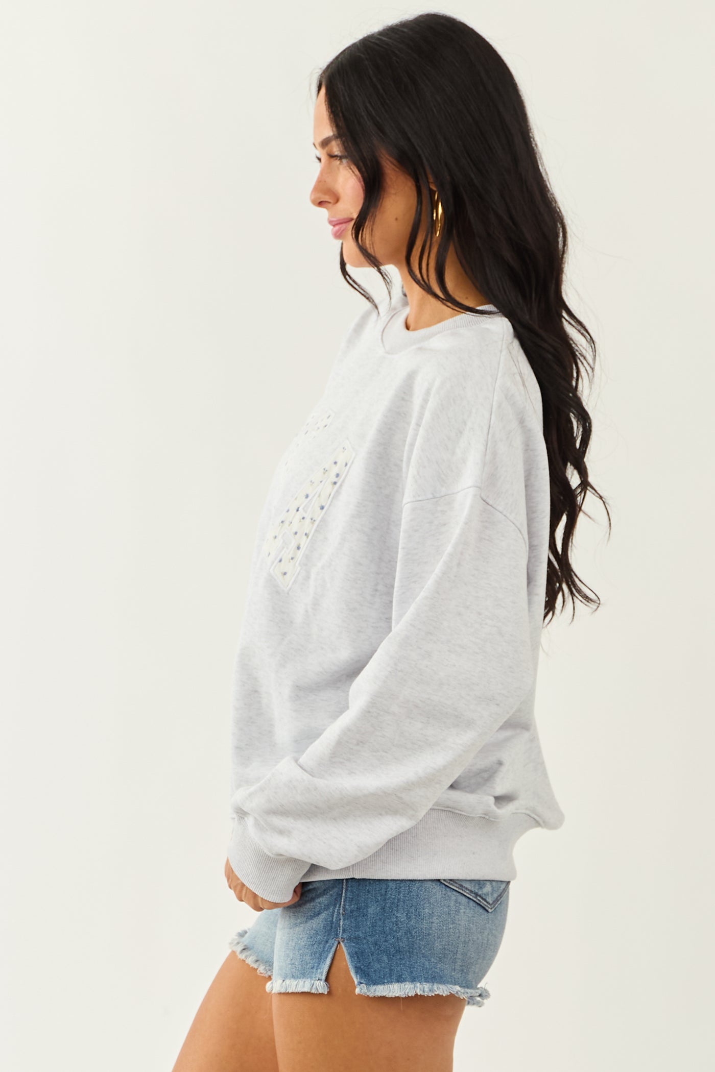 Dove Grey 'USA' Patchwork Graphic Sweatshirt