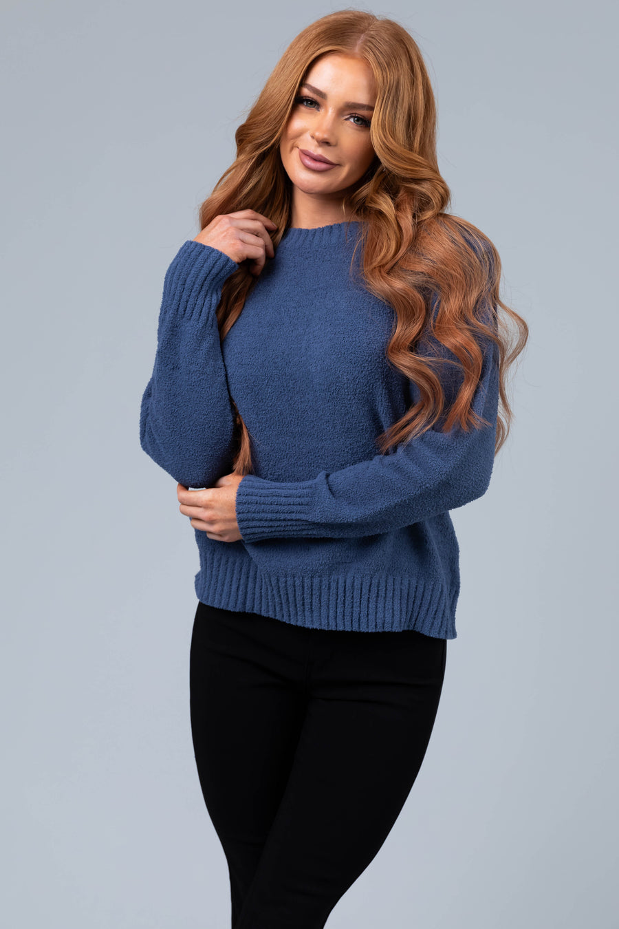 Dusty Blue Super Soft Defined Shoulder Sweater