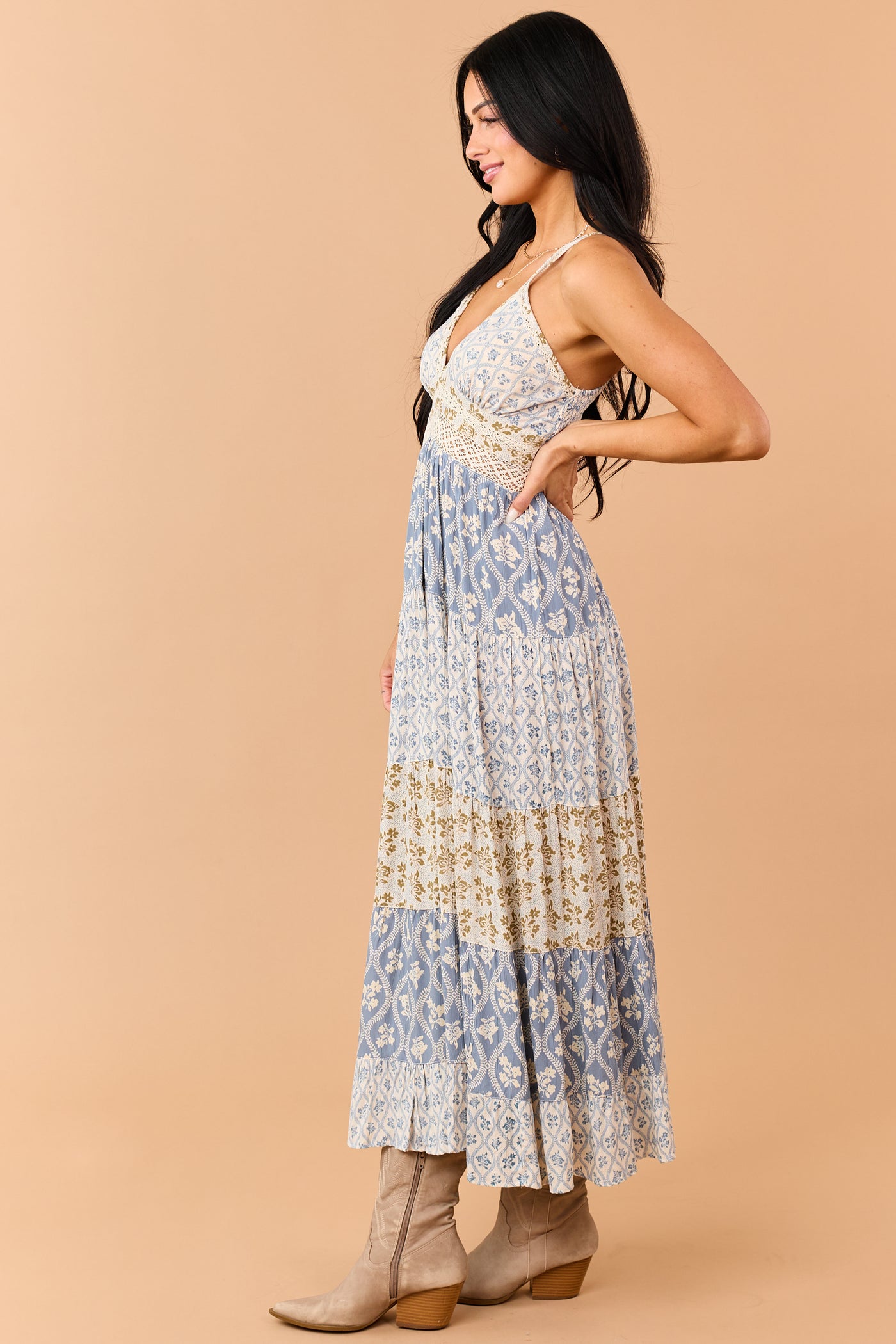 navy blue floral maxi dress Dahlia Strapless Blue Yellow Multi Maxi Dress