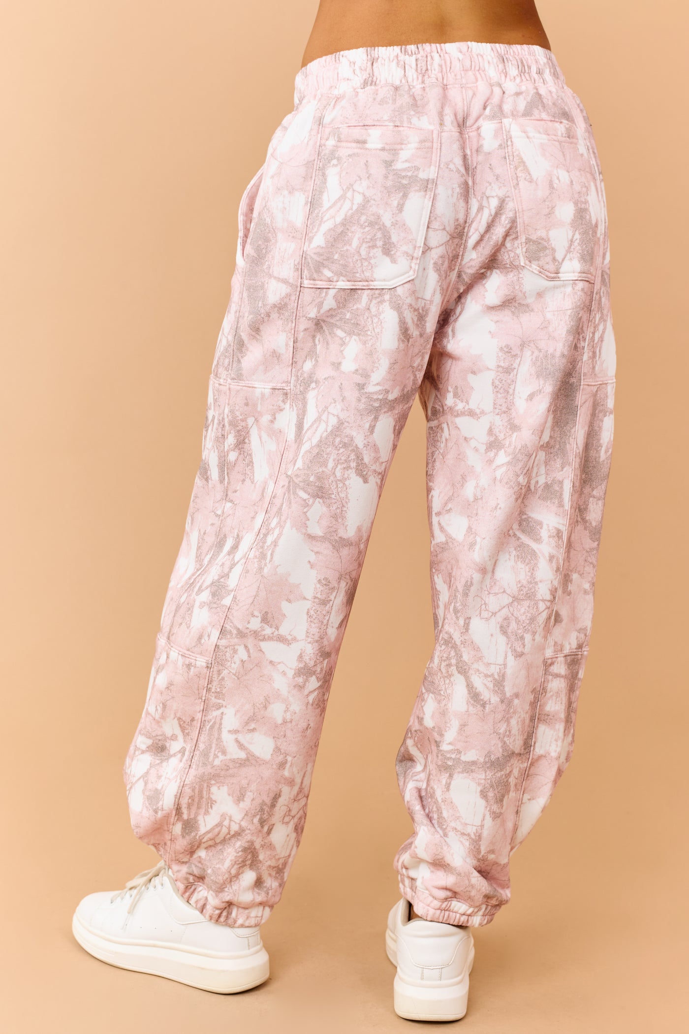 Dusty Blush Camo Print Drawstring Sweatpants
