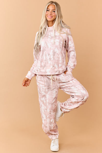 Dusty Blush Camo Print Long Sleeve Hoodie