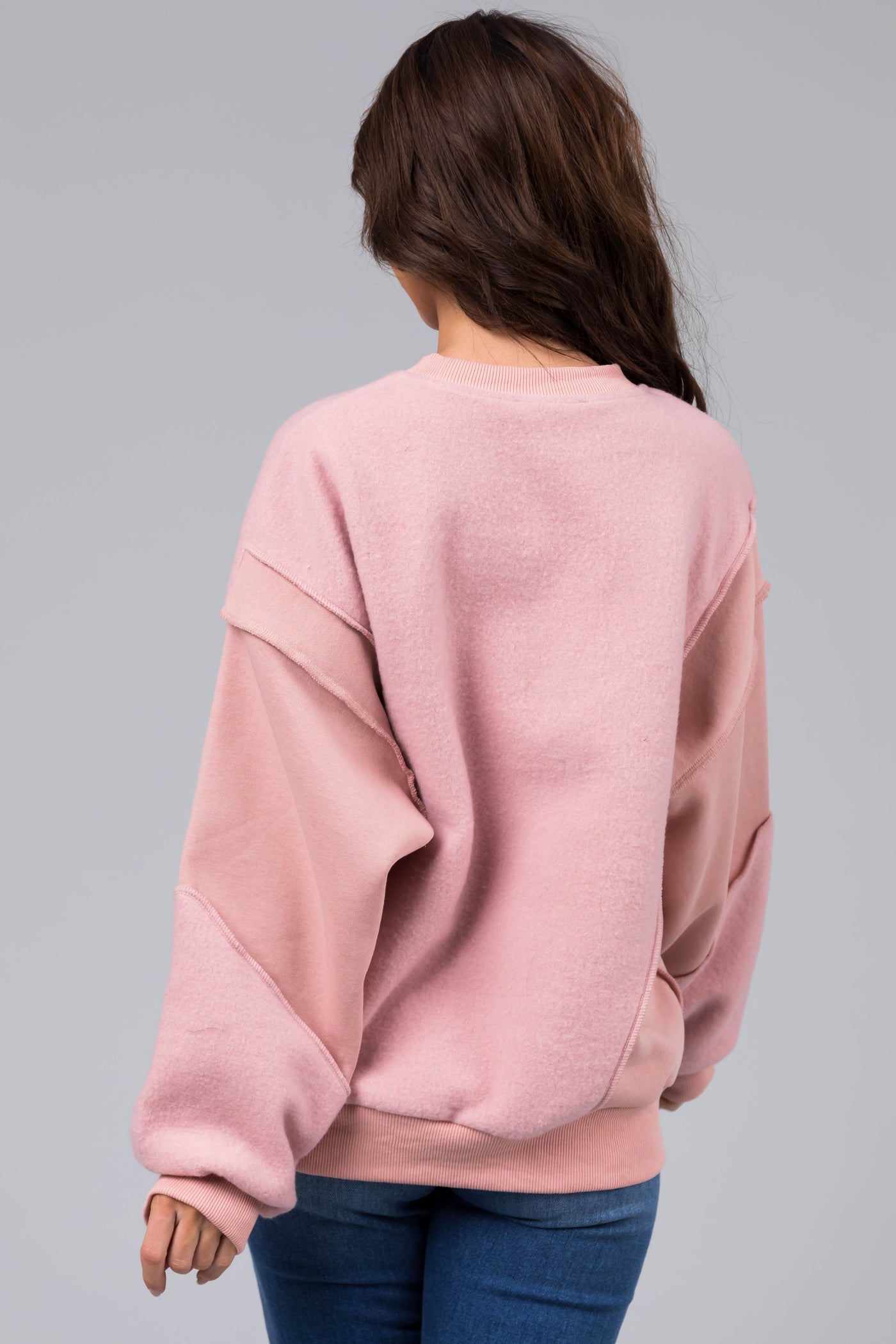 Dusty Blush Long Sleeve Soft Knit Sweatshirt