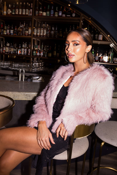 Dusty Pink Soft Faux Fur Cropped Jacket
