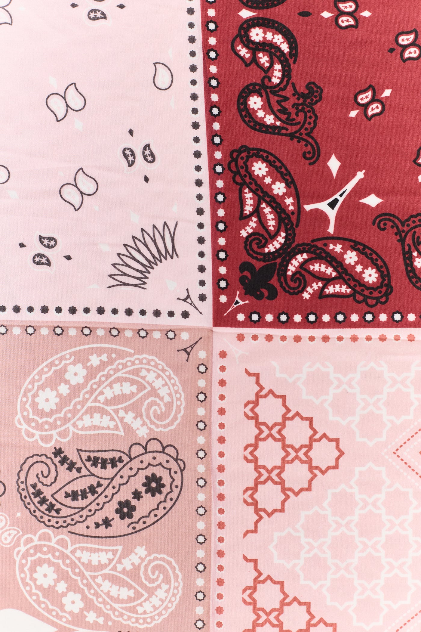 Dusty Blush Satin Paisley Colorblock Bandana Scarf