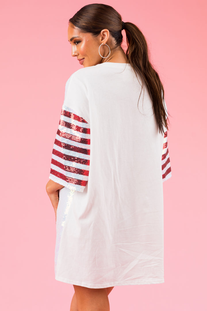 Eggshell Sequin Candy Cane Mini Dress
