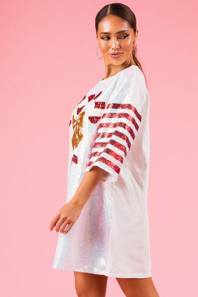 Eggshell Sequin Candy Cane Mini Dress