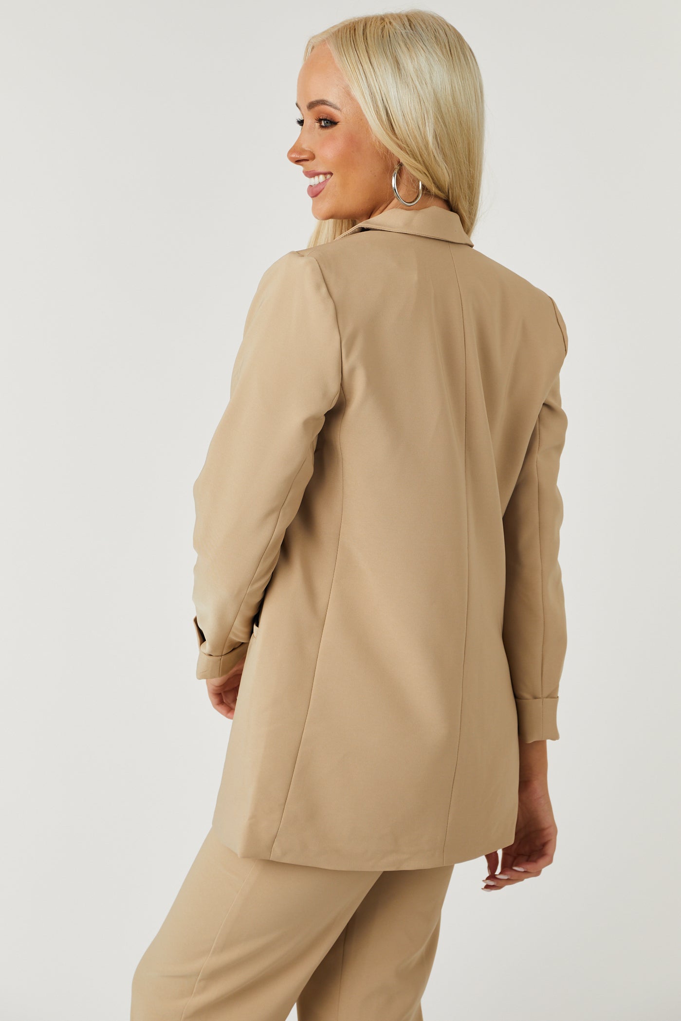 Emily Khaki Longline Open Blazer