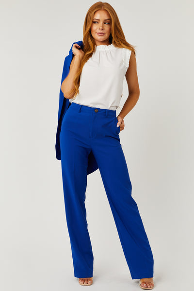 City Fashion Women's Cotton Lycra Royal Blue Regular/Slim Fit Casual  Trouser Pants
