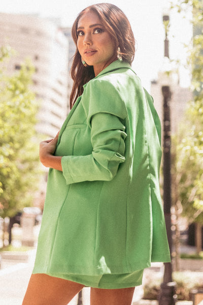 Emma Kiwi Open Blazer and Belted Shorts Set