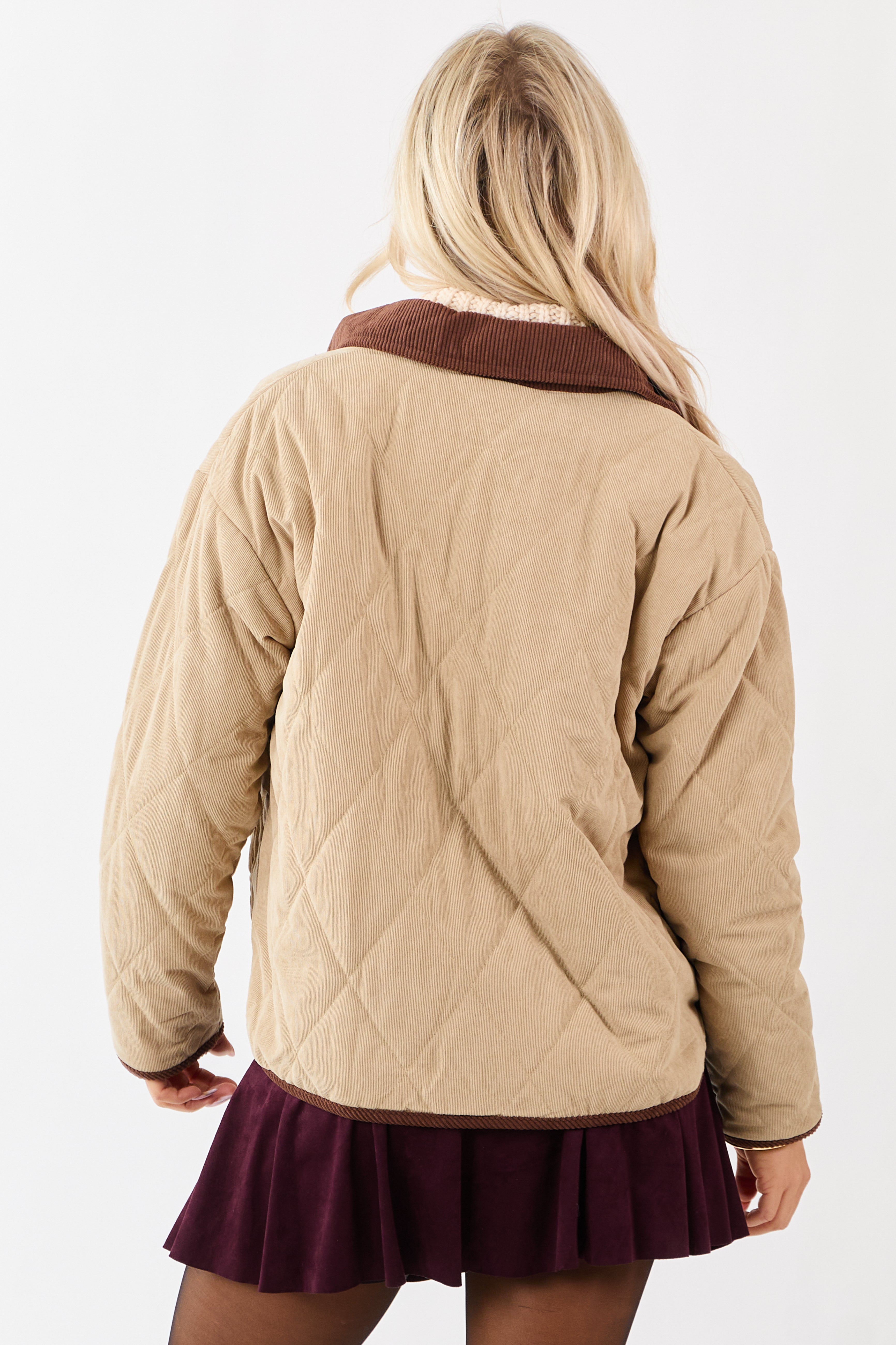 Entro Beige Snap Button Down Collared Jacket