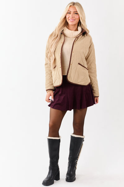 Entro Beige Snap Button Down Collared Jacket