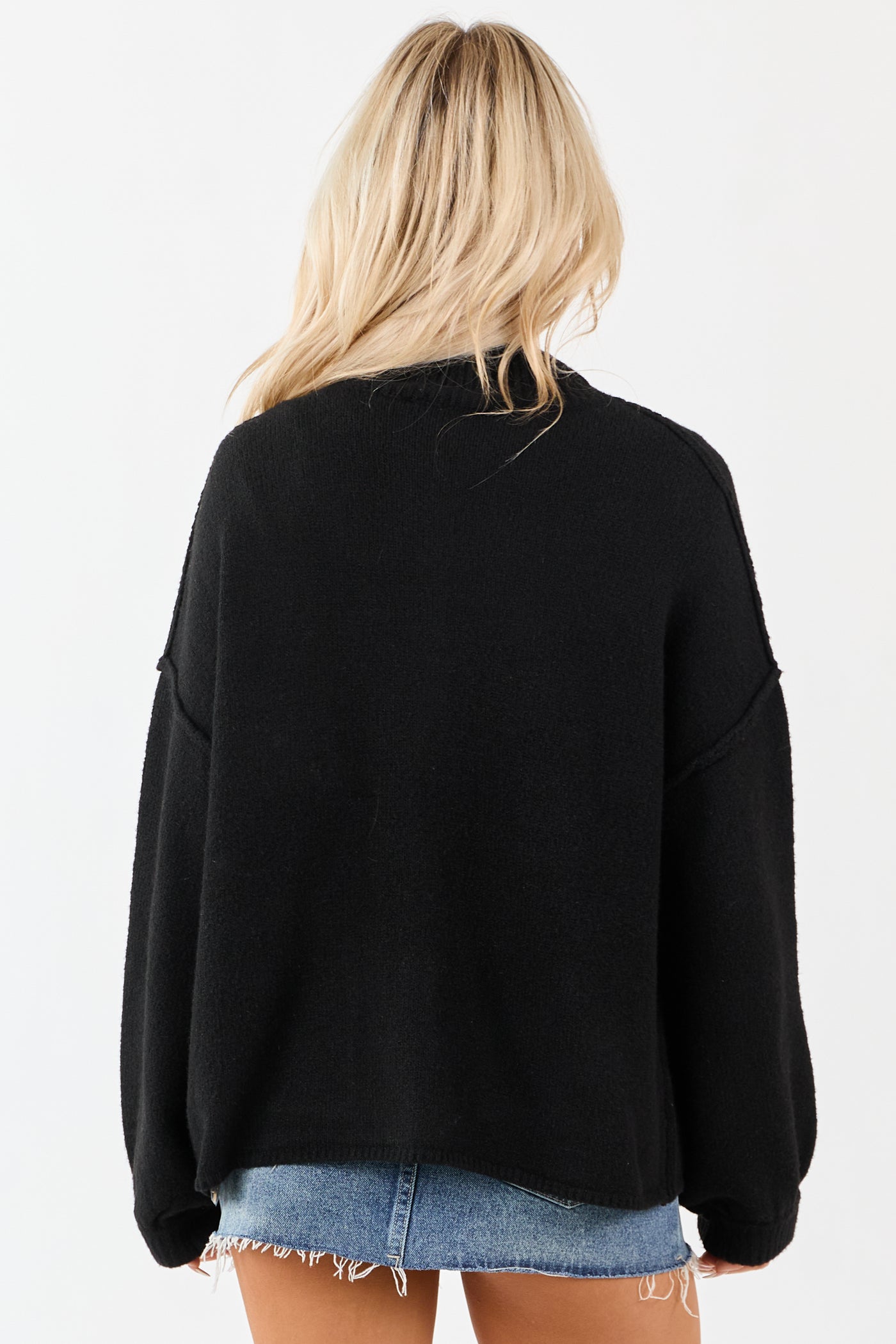 Entro Black Button Up Soft Knit Wool Blend Cardigan
