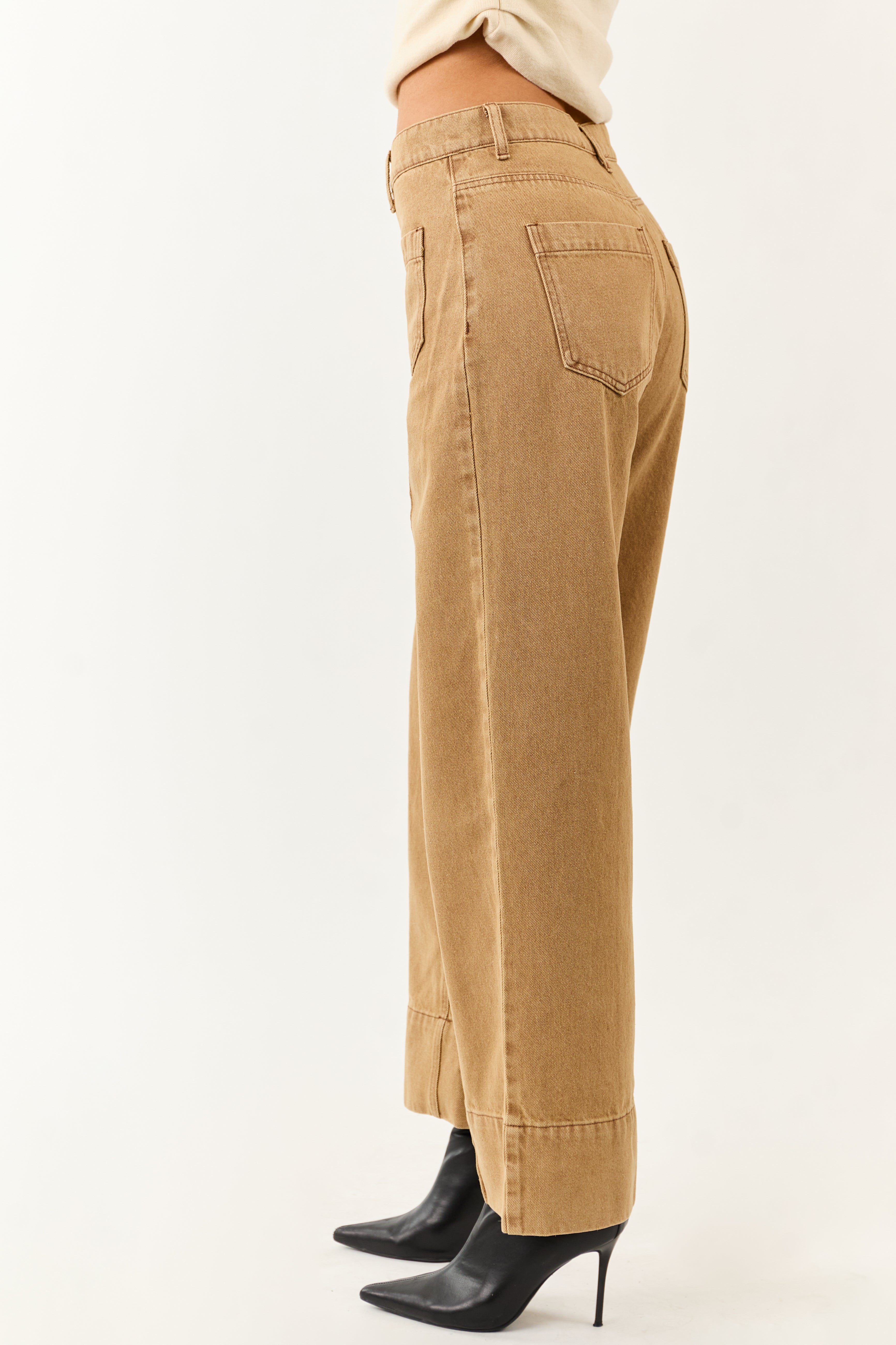 Entro Brown Sugar High Rise Straight Leg Denim Pants | Lime Lush