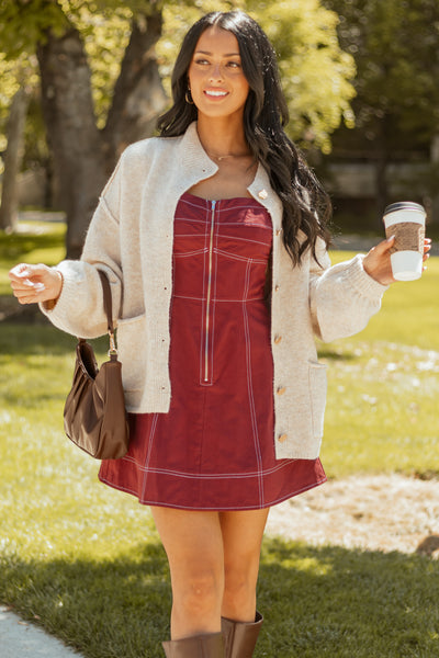 Entro Champagne Button Up Knit Wool Blend Cardigan