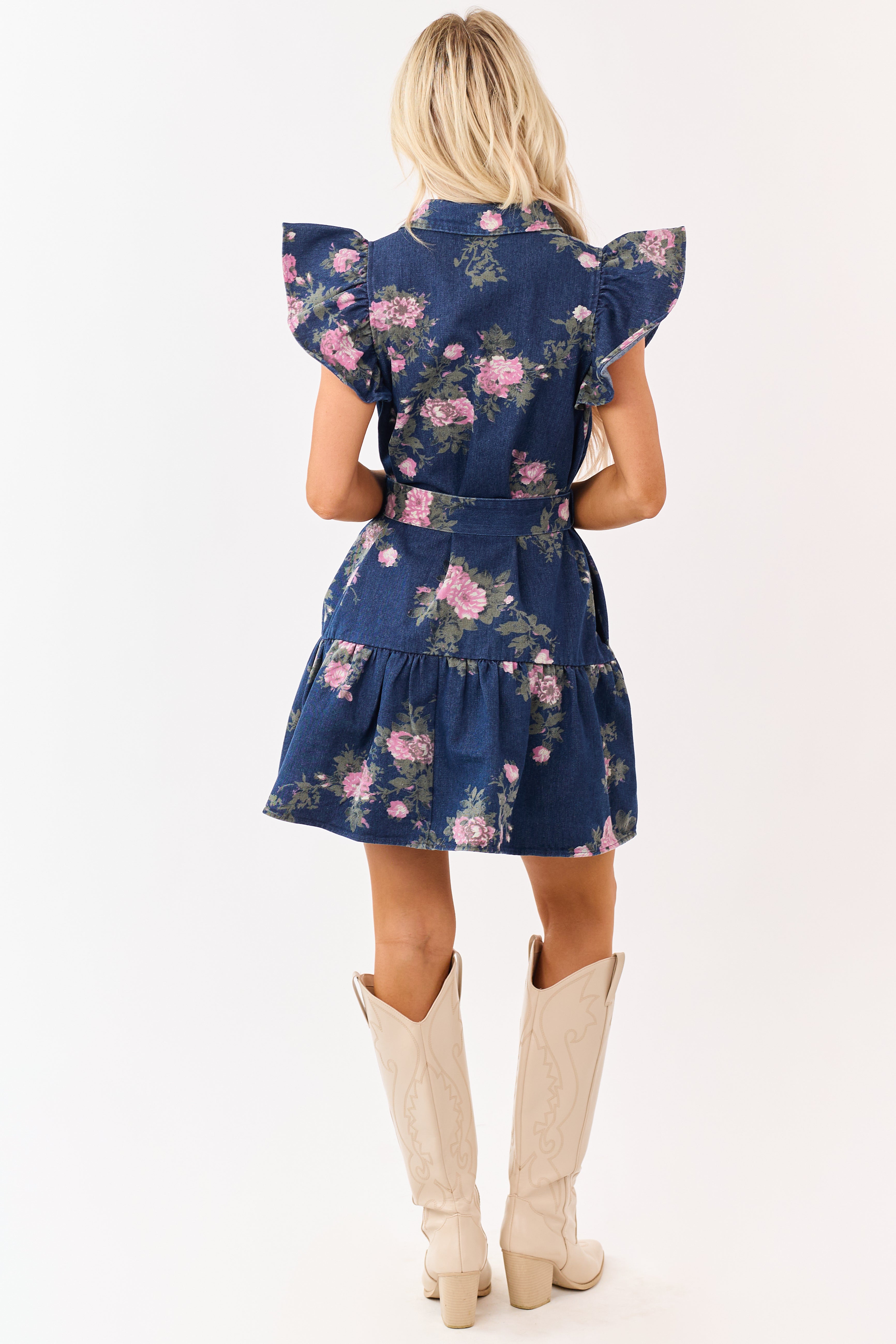 ae floral denim mini shift dress AE Denim Mini Shift Dress