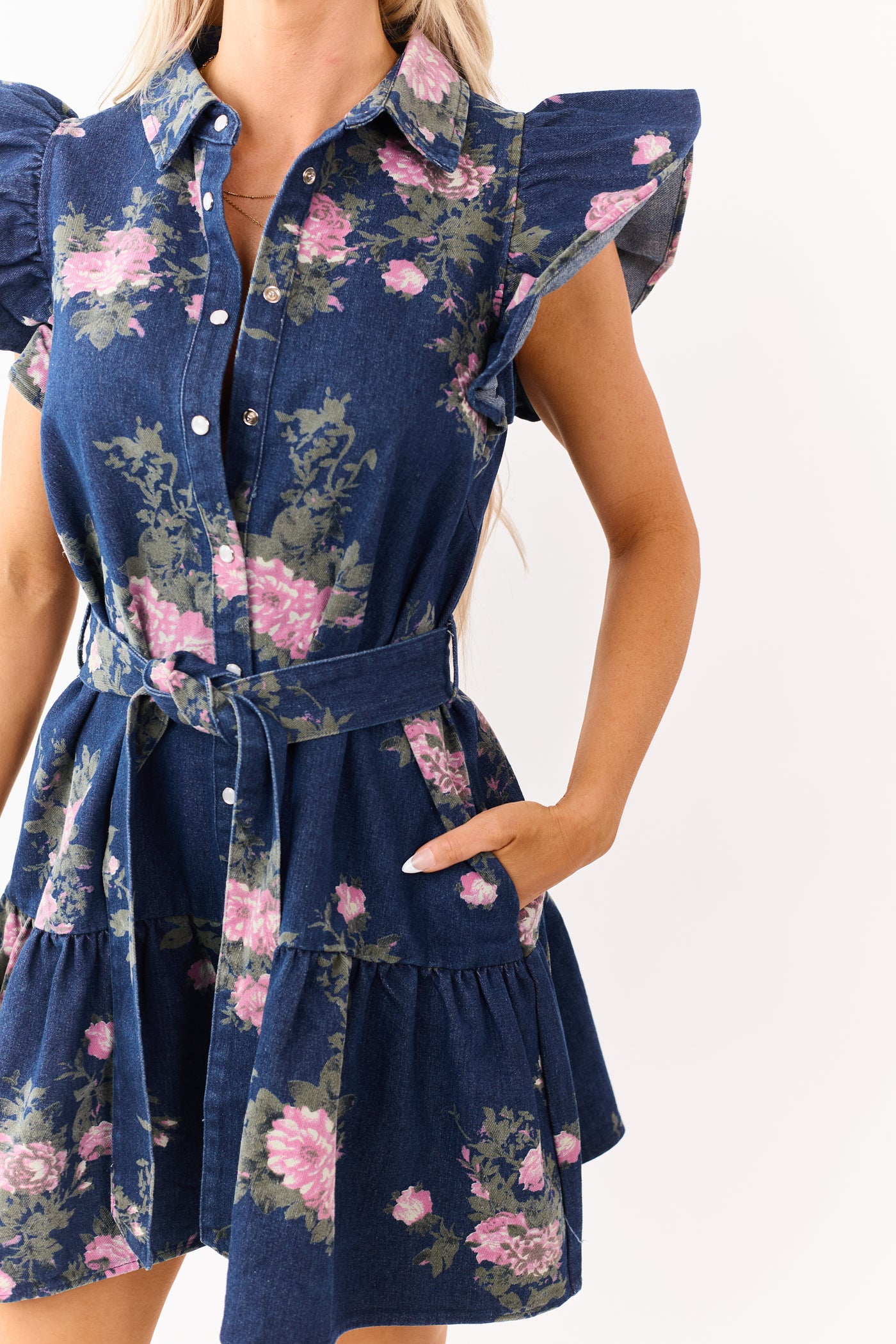 entro denim dress Entro Lt Blue Denim Sleeveless Mini Dress