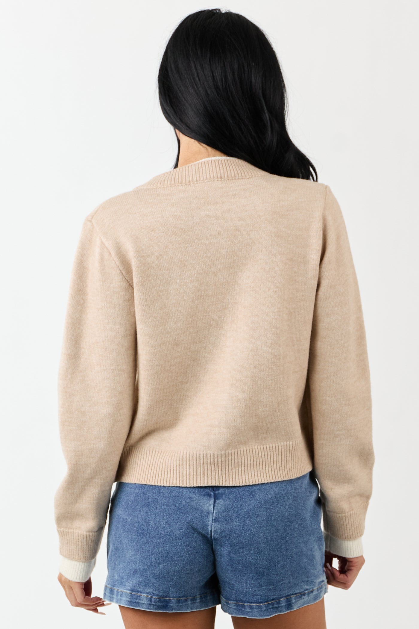 Entro Desert Sand And Vanilla Button Up Cardigan
