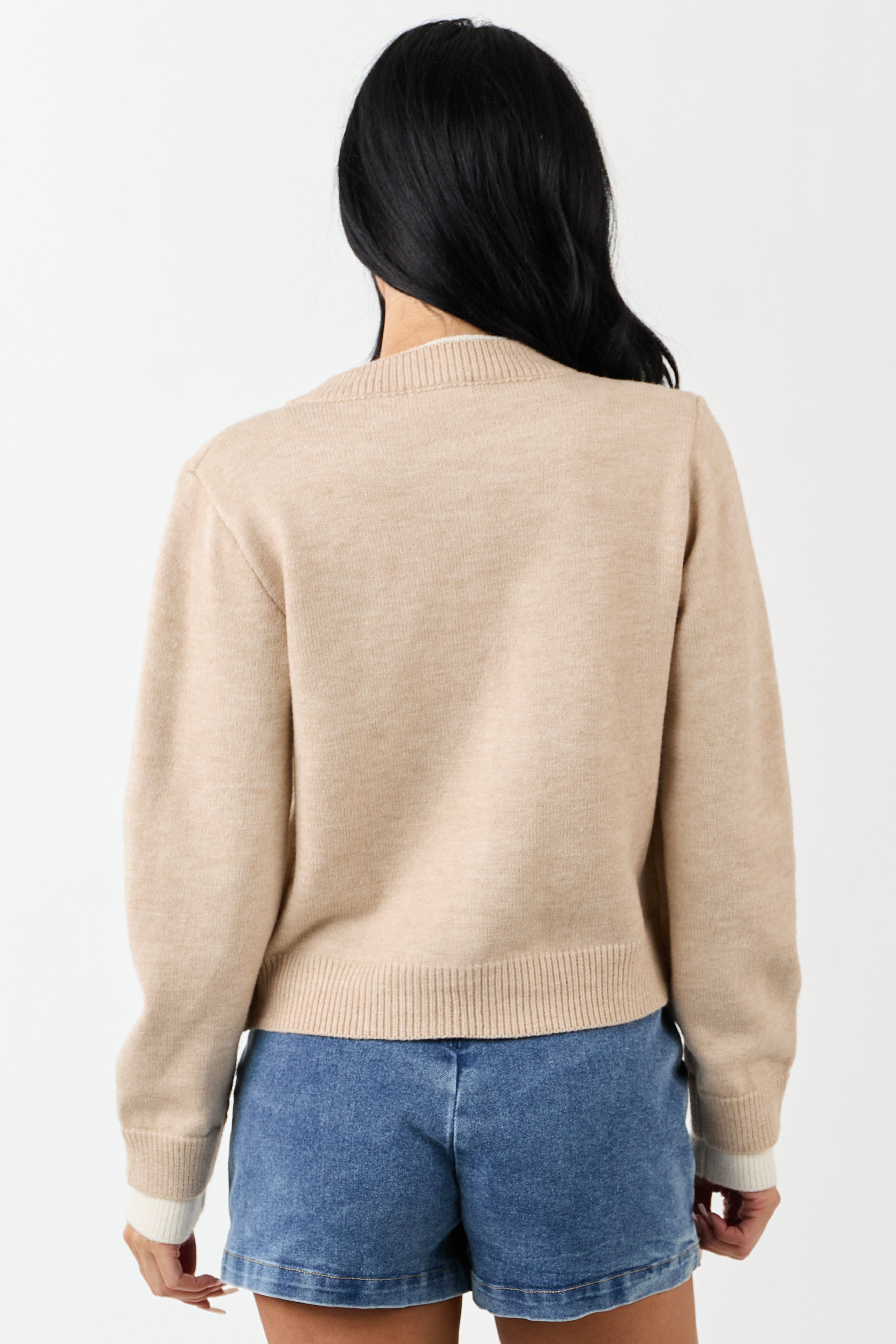 Entro Desert Sand And Vanilla Button Up Cardigan