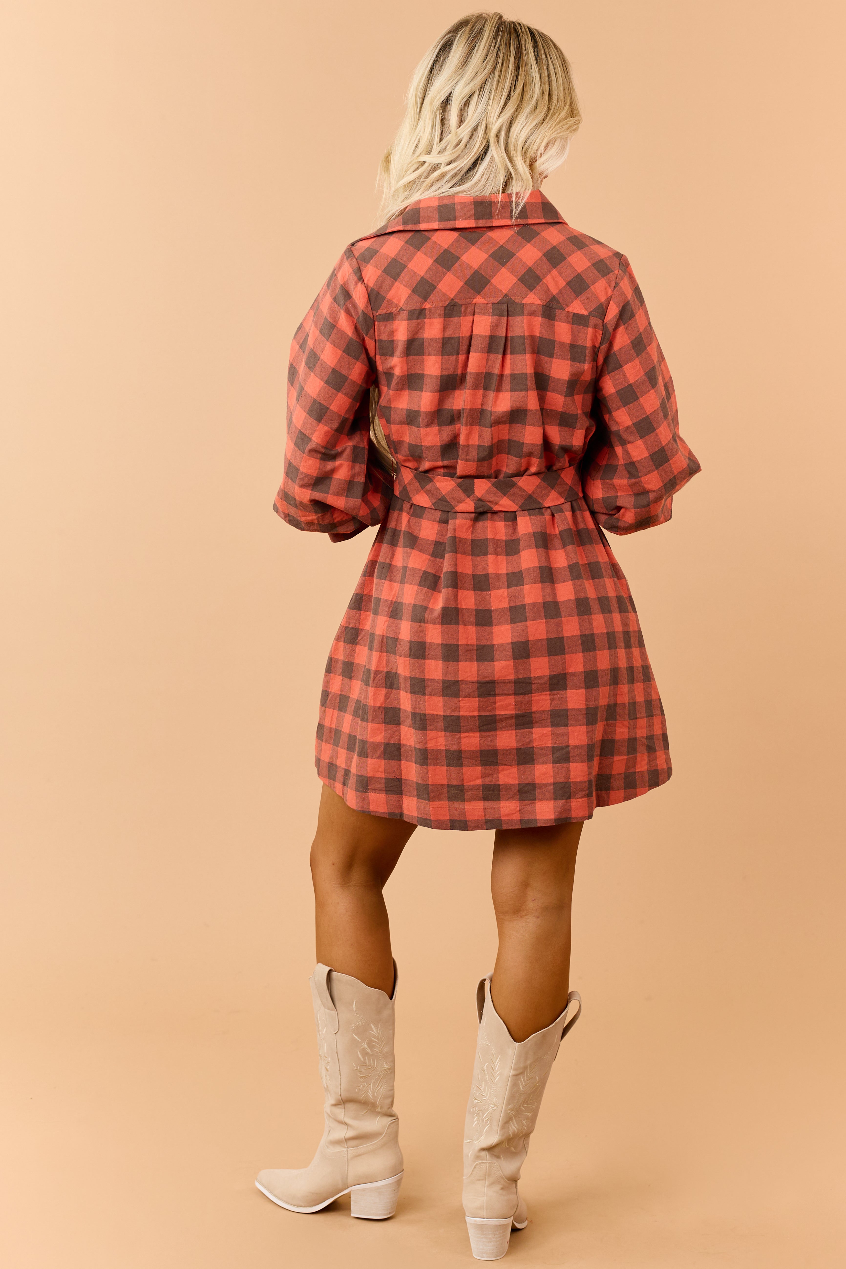 Entro Fire Cotton Plaid Button Down Mini Dress