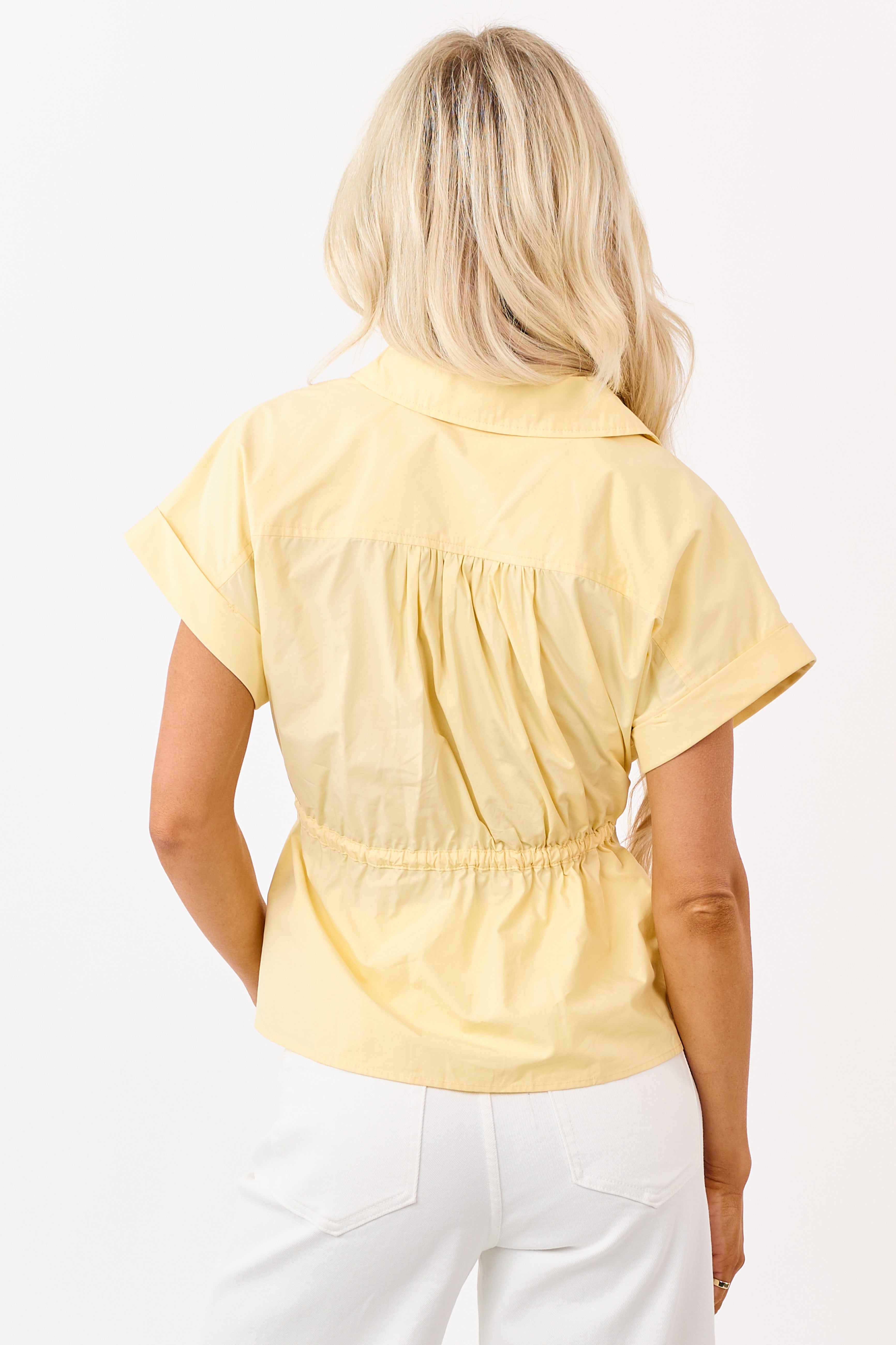 Entro Honeysuckle Cotton Hidden Button Peplum Top | Lime Lush Boutique