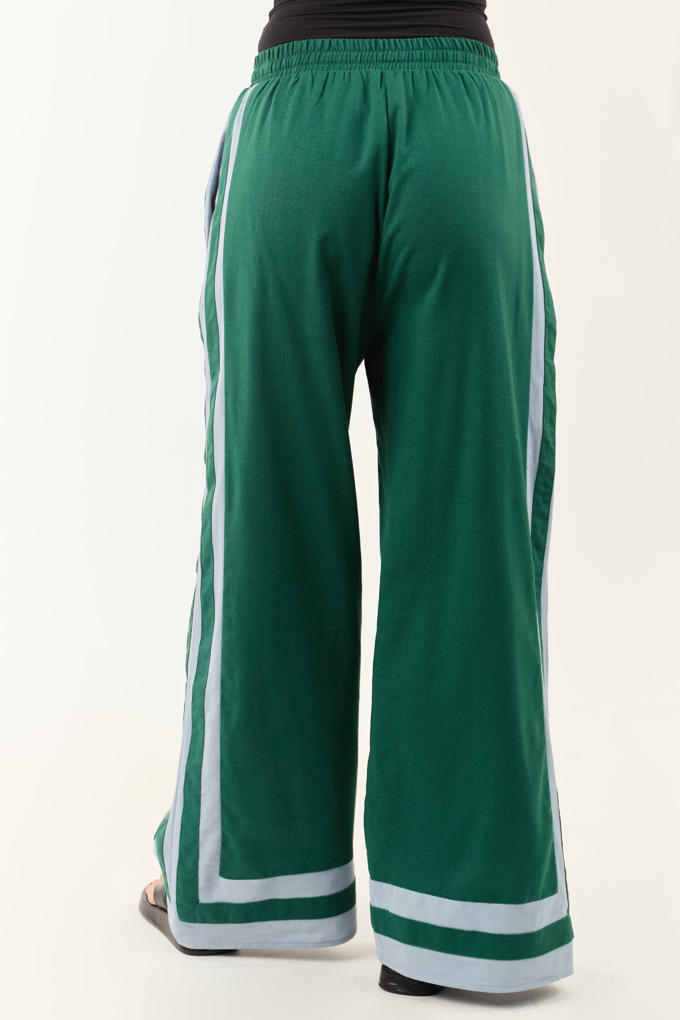 Entro Hunter Green Wide Leg Linen Blend Pants