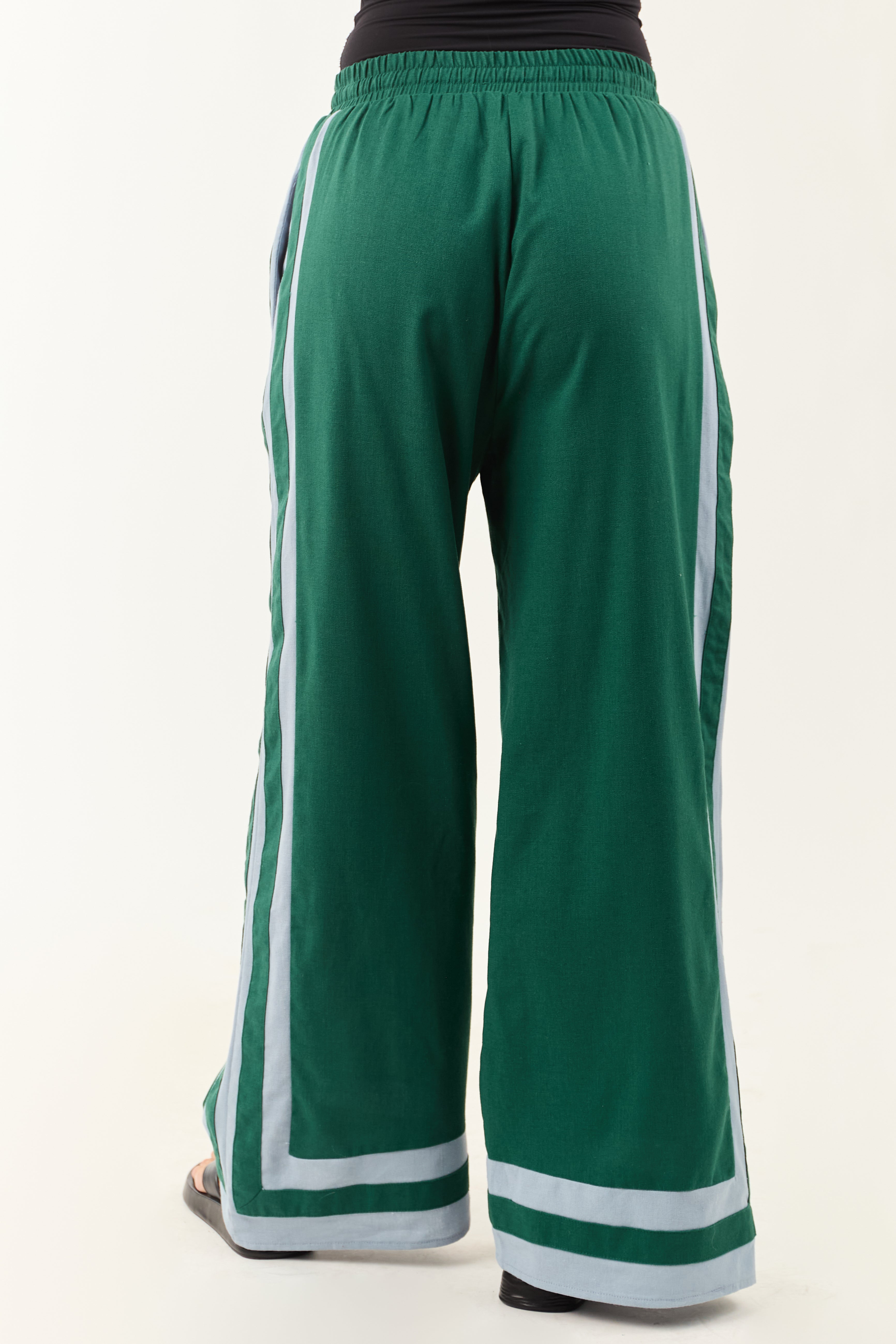 Entro Hunter Green Wide Leg Linen Blend Pants