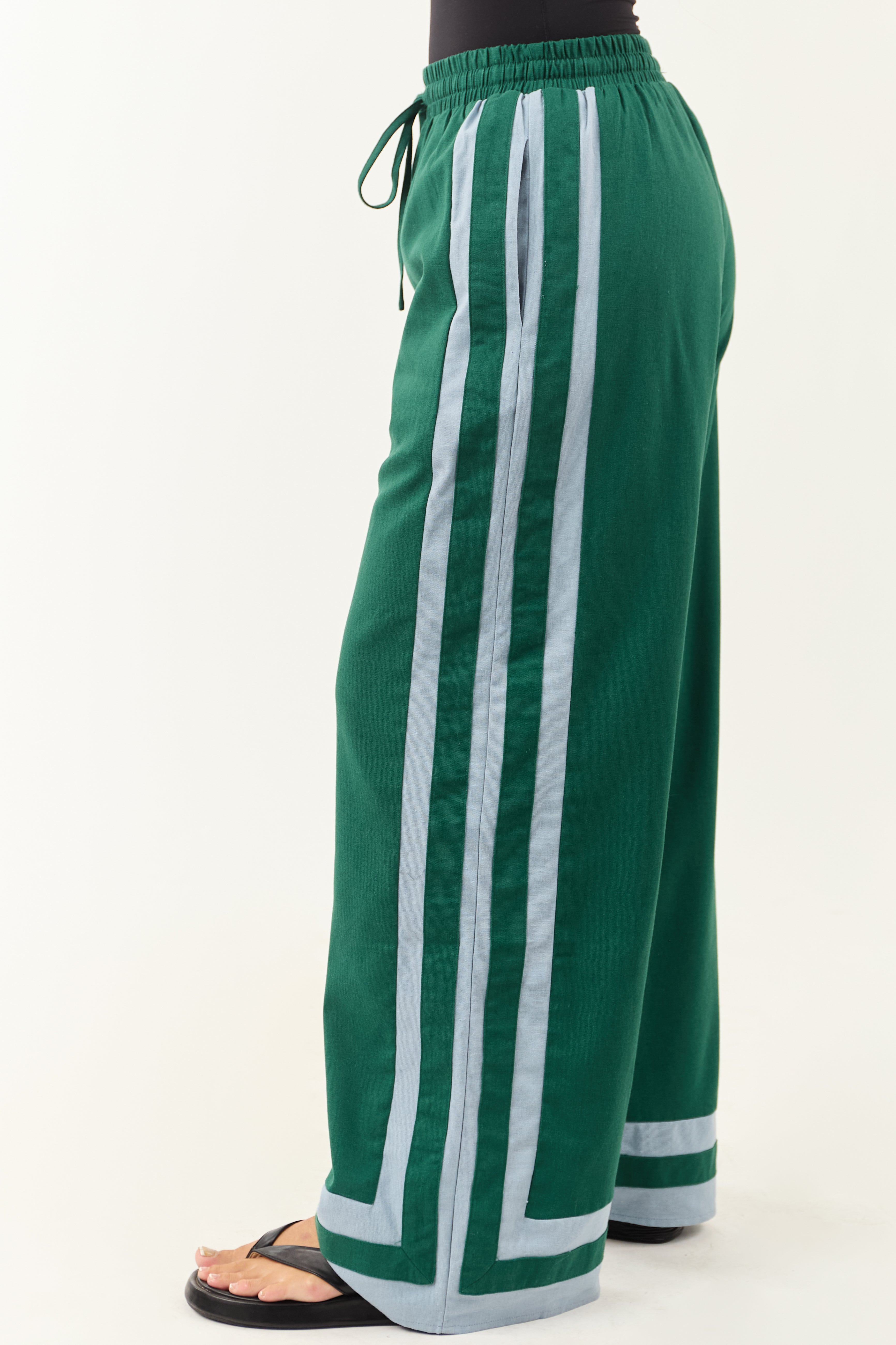 Entro Hunter Green Wide Leg Linen Blend Pants | Lime Lush Boutique