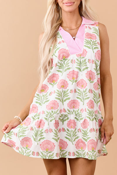 Entro Ivory Cotton Floral Print Mini Dress