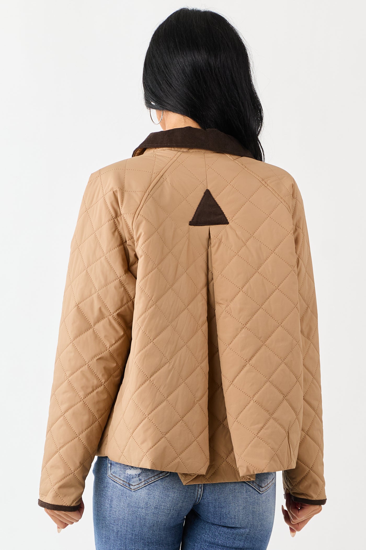 Entro Latte Quilted Corduroy Contrast Buttoned Jacket
