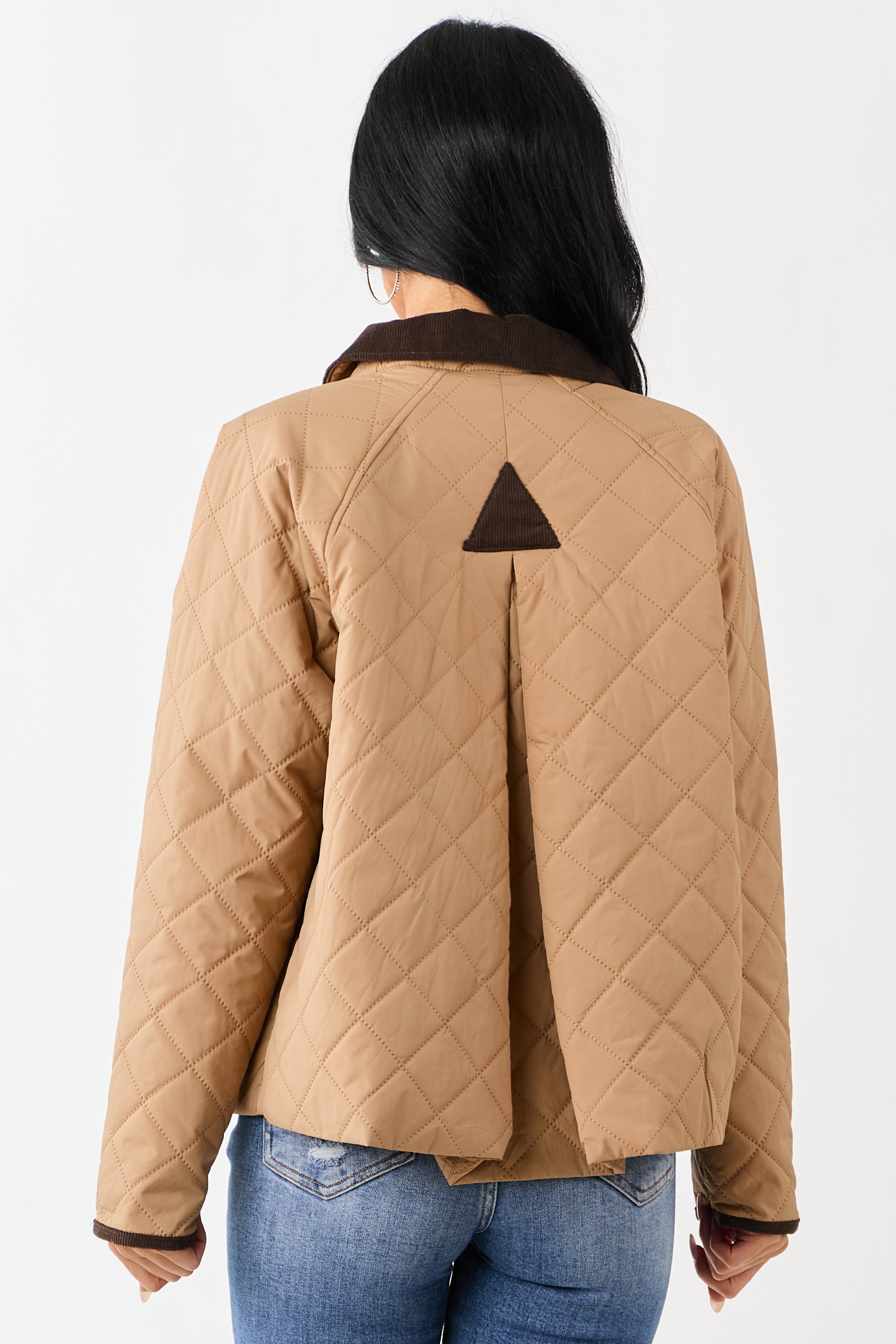 Entro Latte Quilted Corduroy Contrast Buttoned Jacket