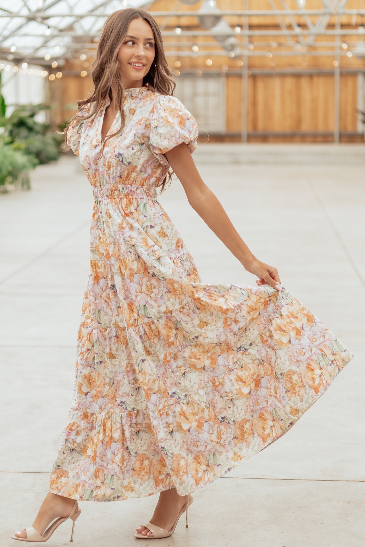 Entro Multicolor Floral V-Neck Cotton Maxi Dress