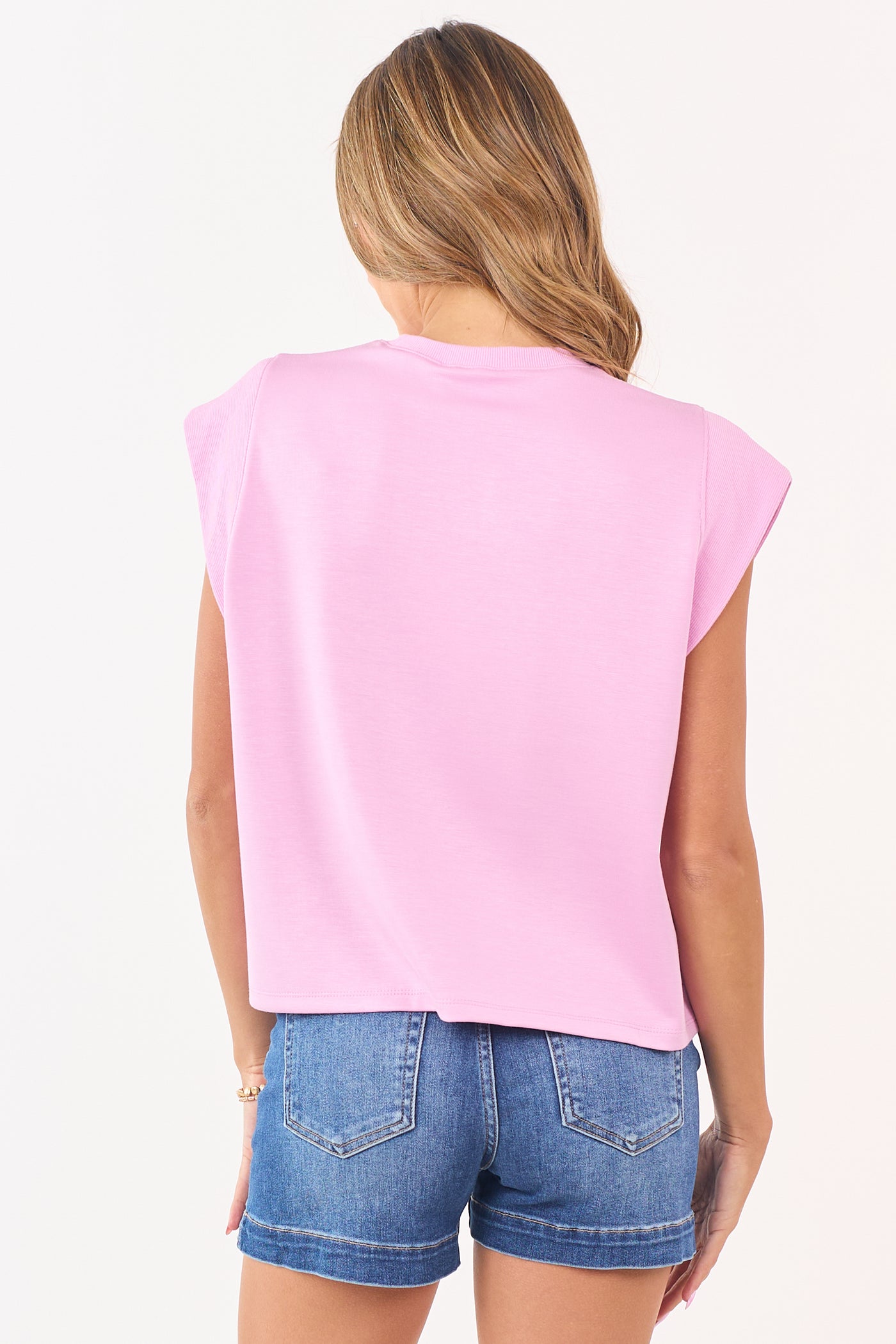 Entro Orchid Ribbed Soft Cap Sleeve Top