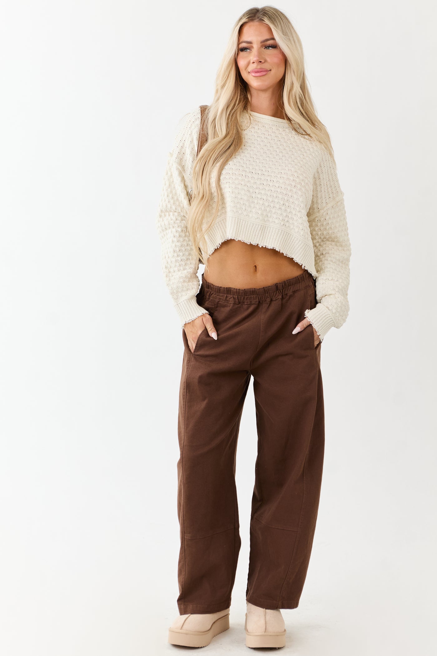 Entro Sepia Wide Leg High Rise Denim Pants