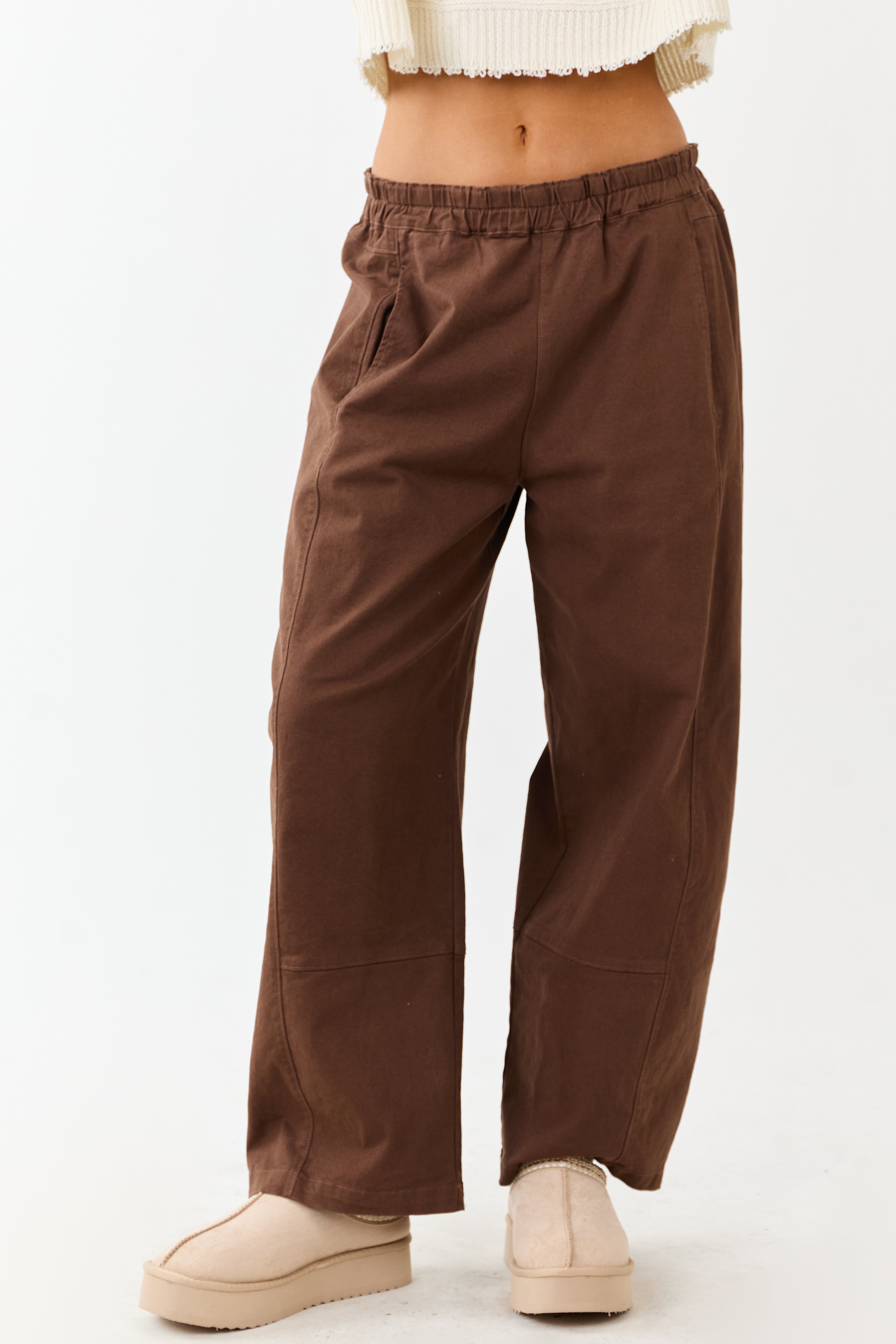 Entro Sepia Wide Leg High Rise Denim Pants