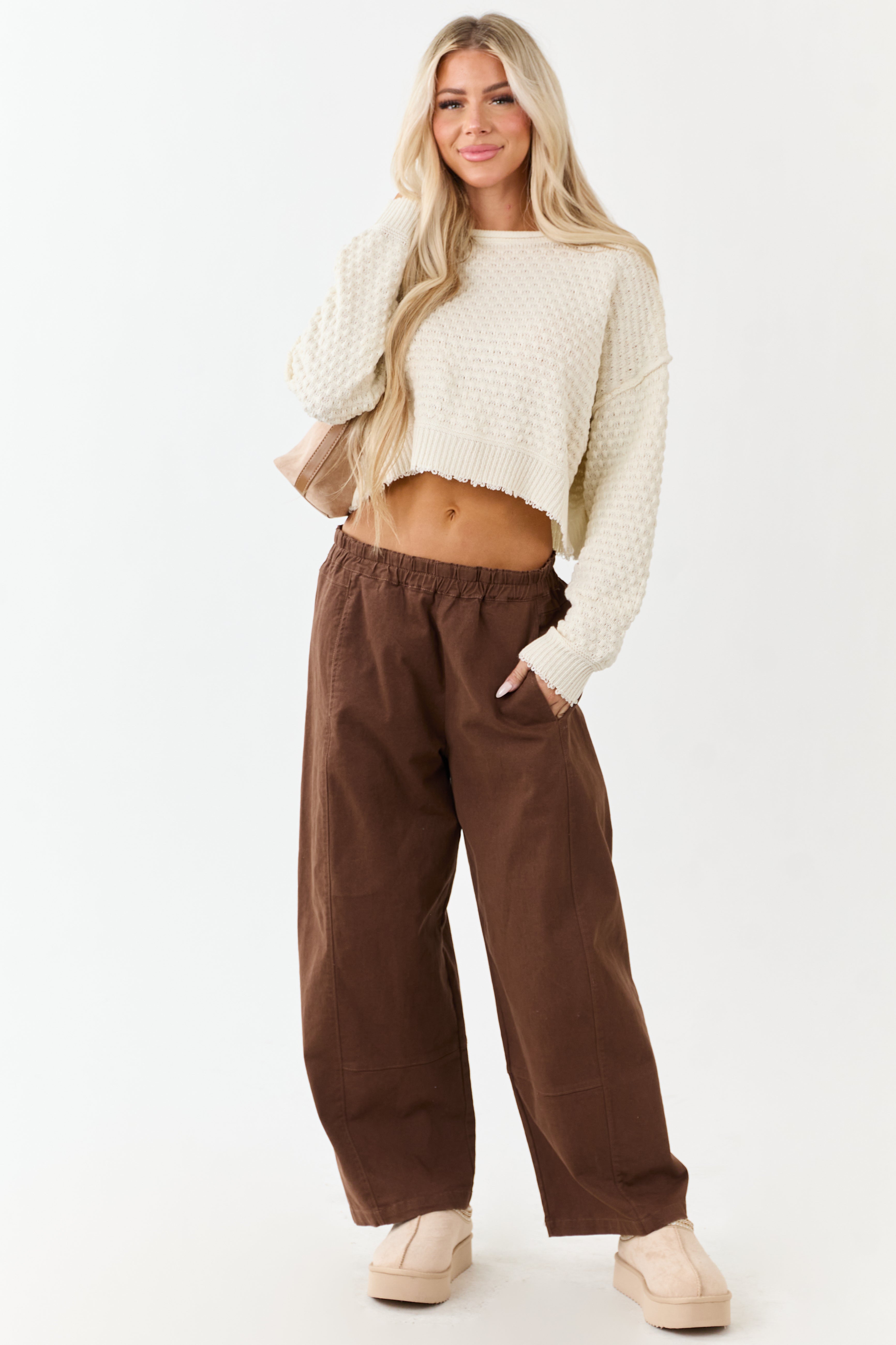 Entro Sepia Wide Leg High Rise Denim Pants | Lime Lush Boutique