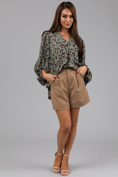 Faded Juniper Leopard Print Blouse