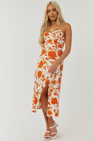 Fire and Ivory Floral Sleeveless Side Slit Midi Dress