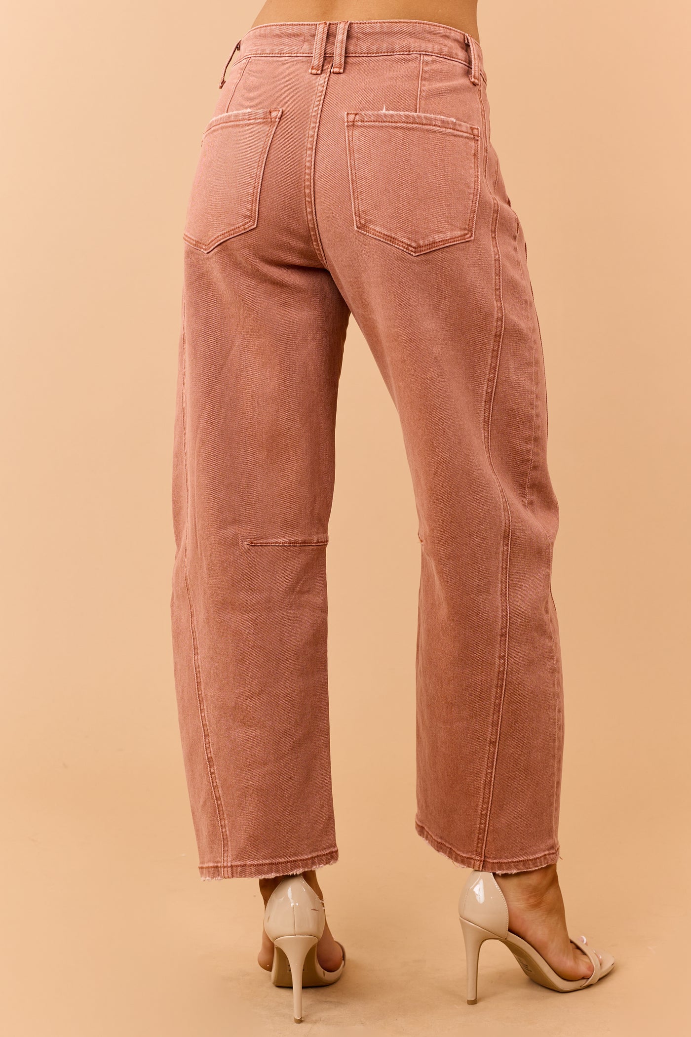 Flying Monkey Terracotta Stretchy Barrel Jeans