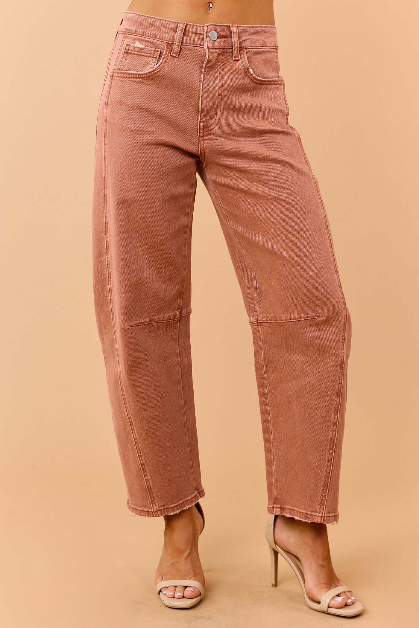 Flying Monkey Terracotta Stretchy Barrel Jeans