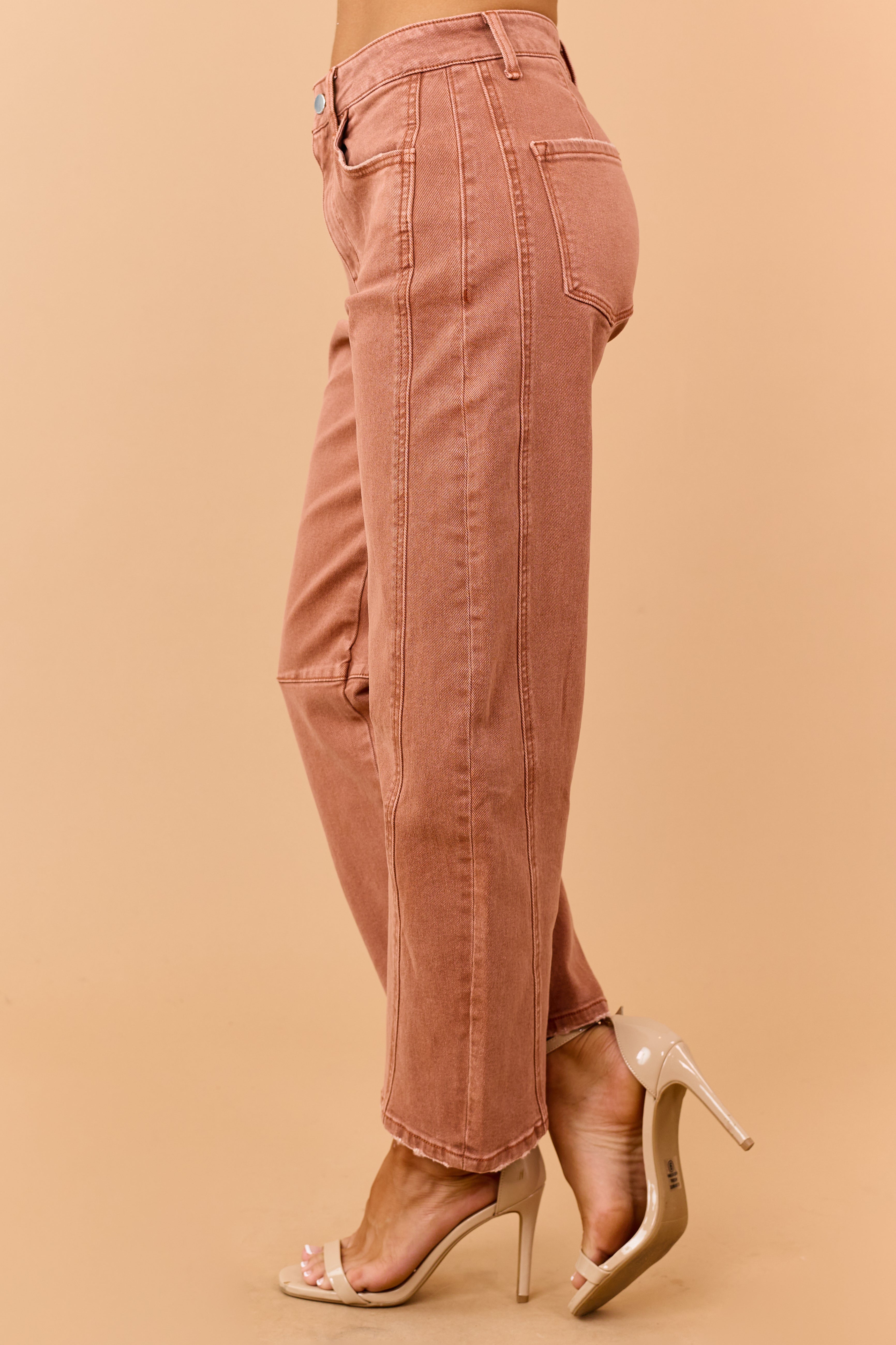Flying Monkey Terracotta Stretchy Barrel Jeans