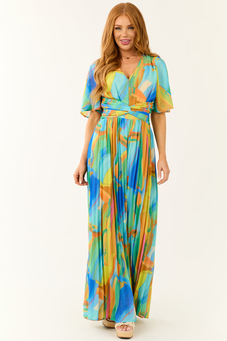 Flying Tomato Baby Blue Abstract Print Jumpsuit