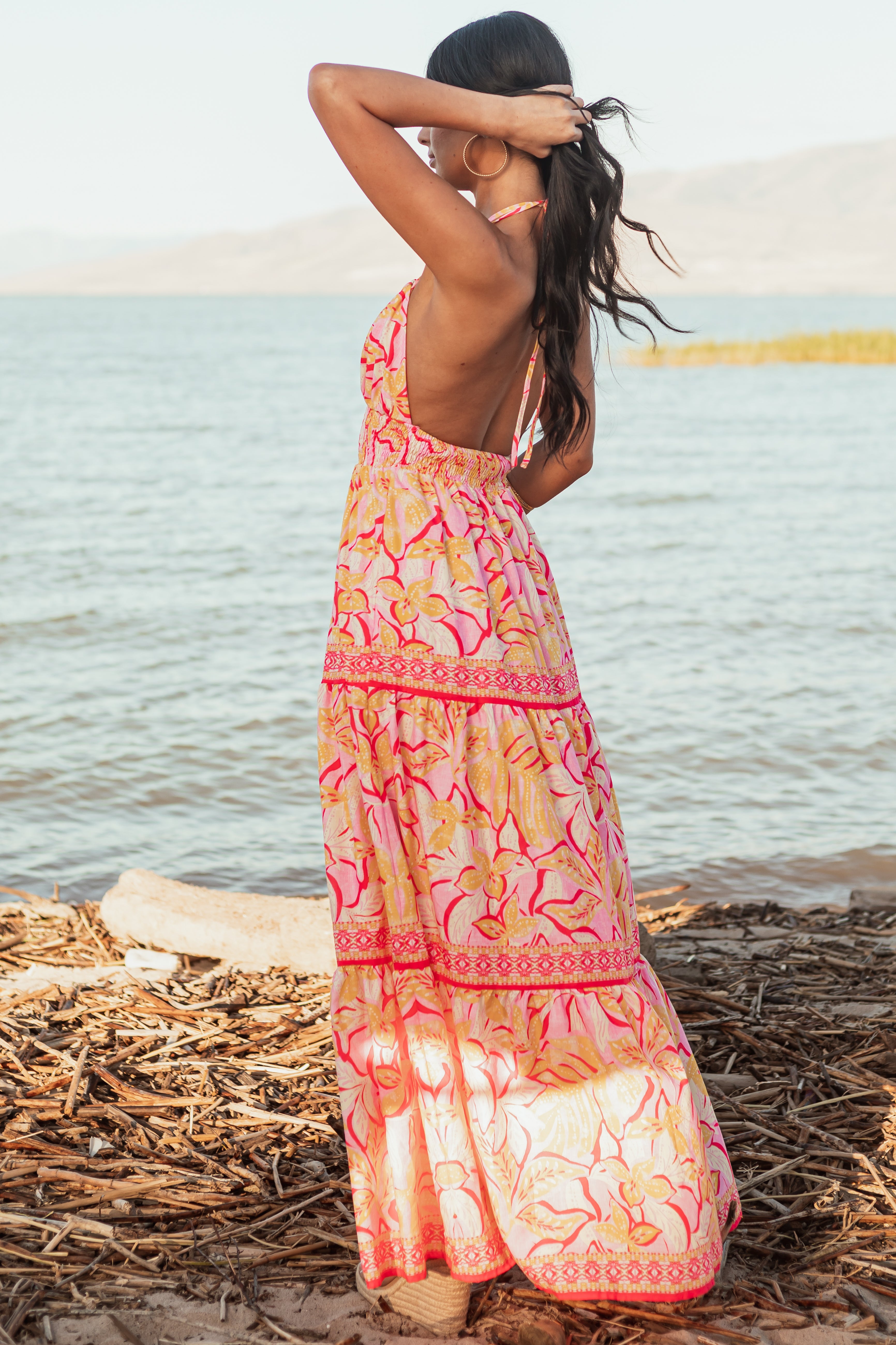 Flying Tomato Baby Pink Floral Sleeveless Maxi Dress
