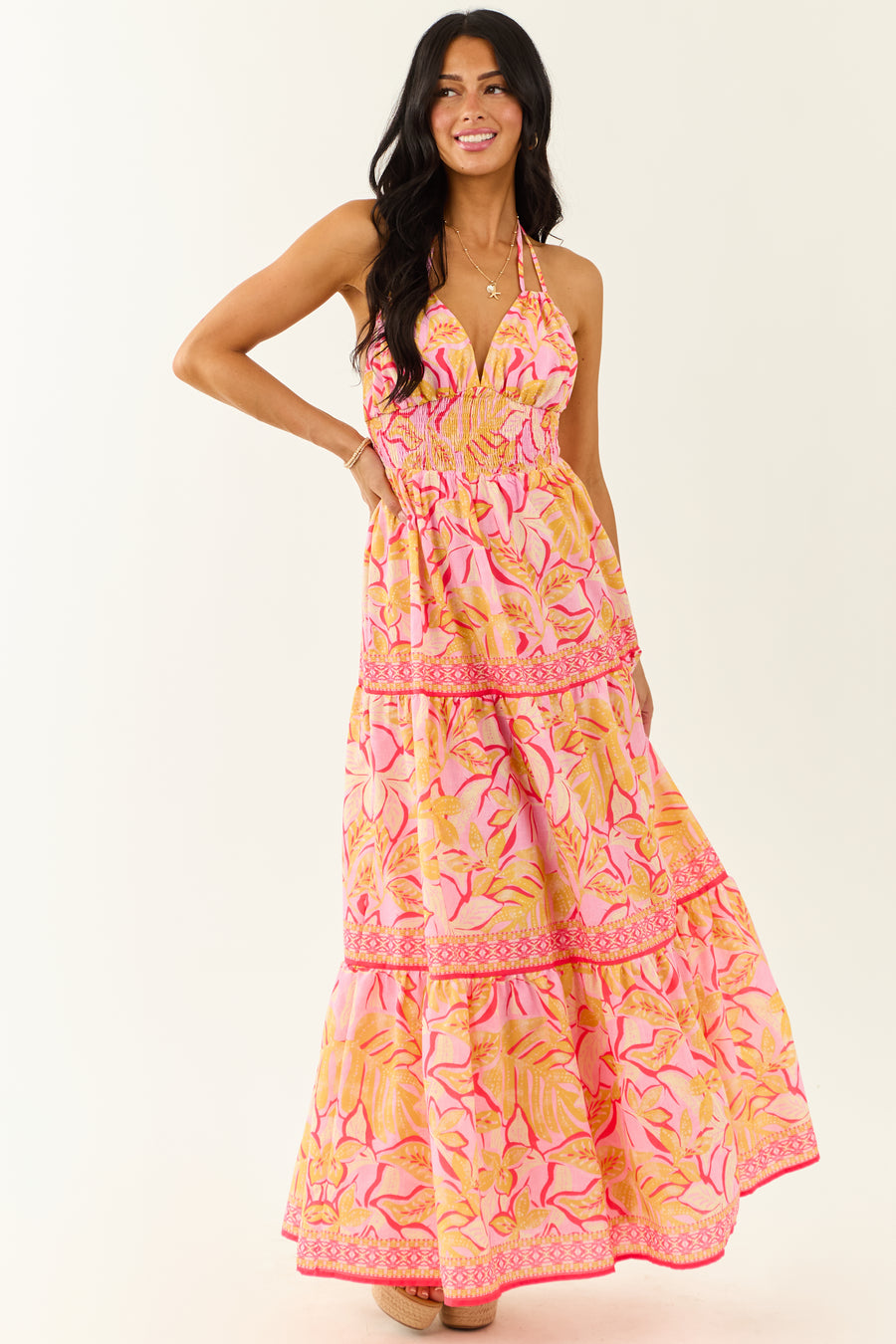 Flying Tomato Baby Pink Floral Sleeveless Maxi Dress