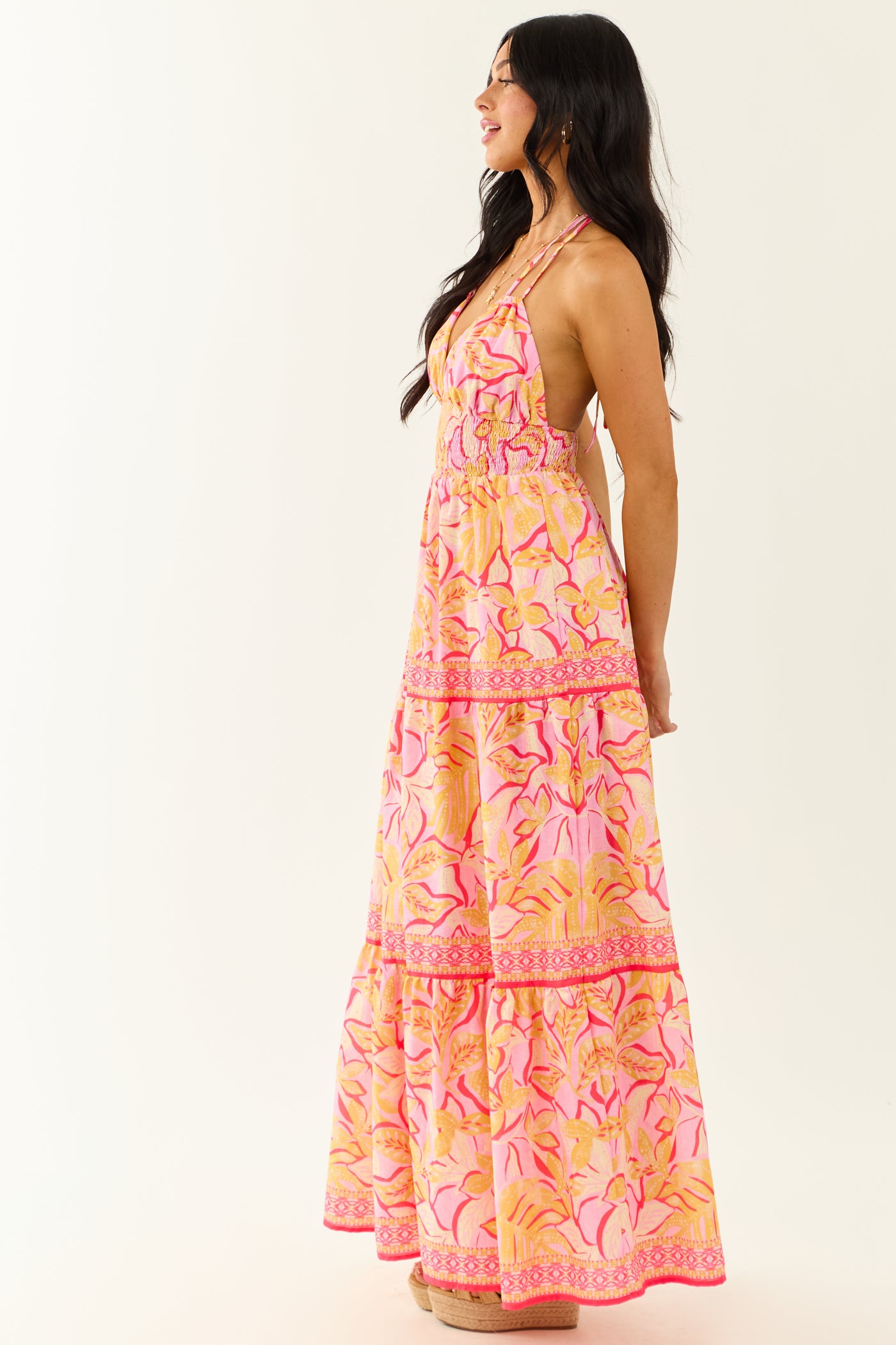 Flying Tomato Baby Pink Floral Sleeveless Maxi Dress