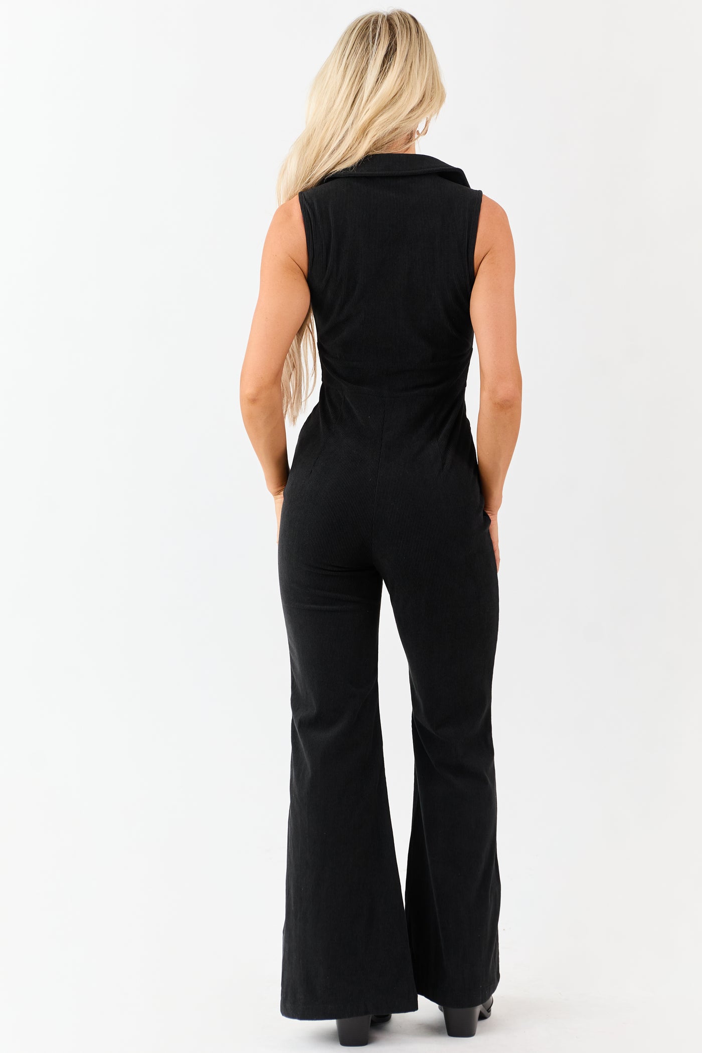 Flying Tomato Black Corduroy Sleeveless Jumpsuit