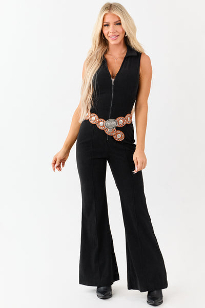 Flying Tomato Black Corduroy Sleeveless Jumpsuit