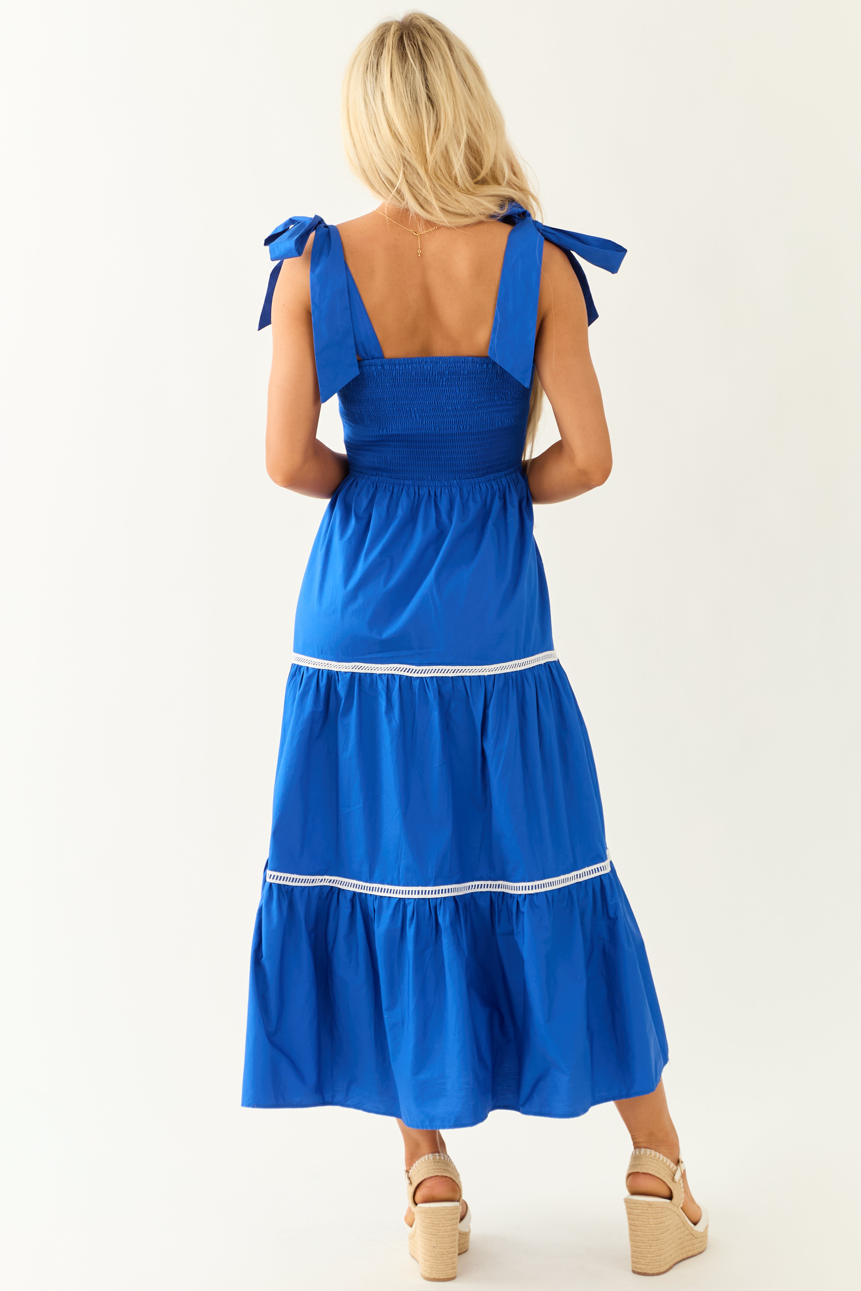 Flying Tomato Cobalt Tie Strap Sleeveless Midi Dress