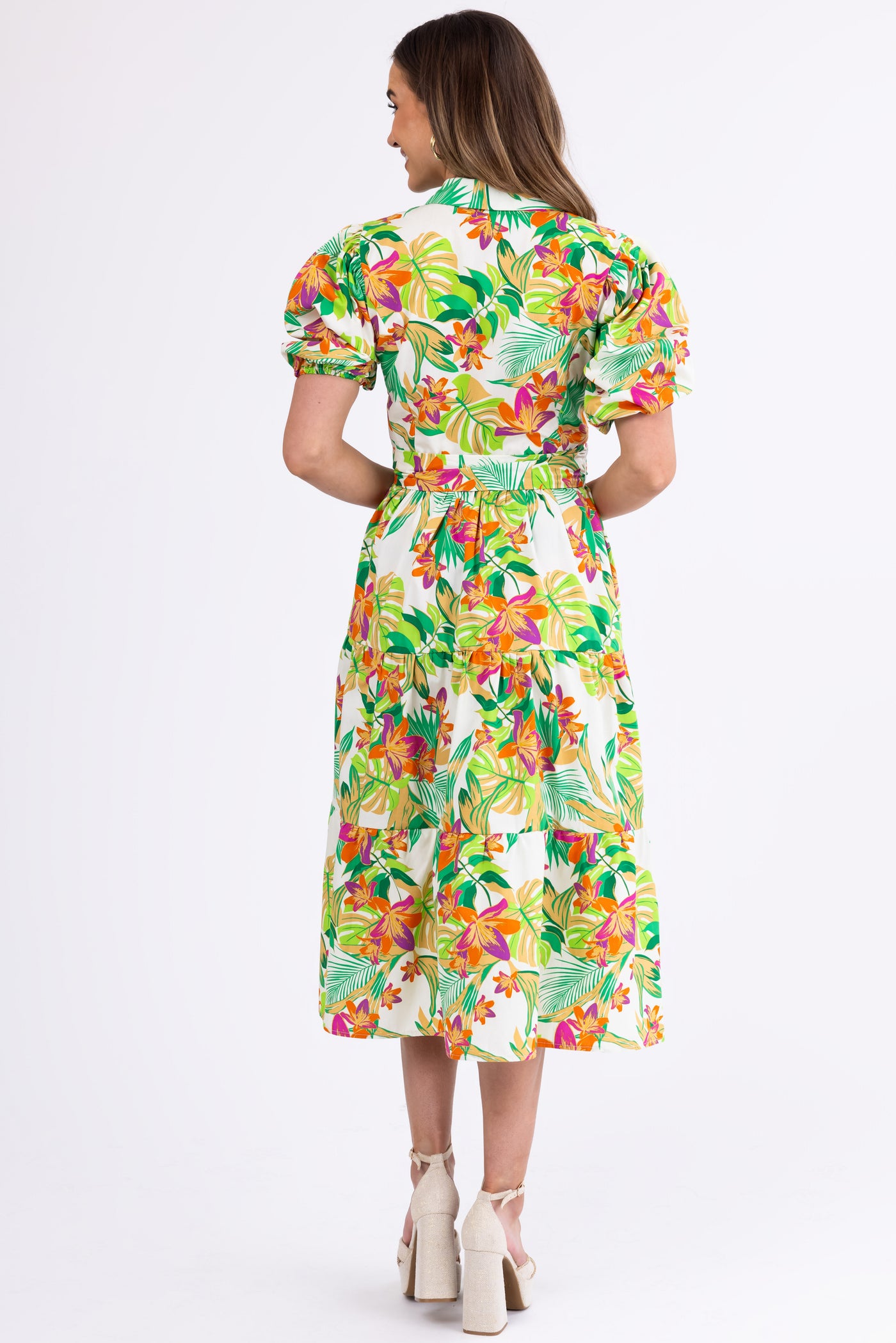 Flying Tomato Cream Floral Midi Dress